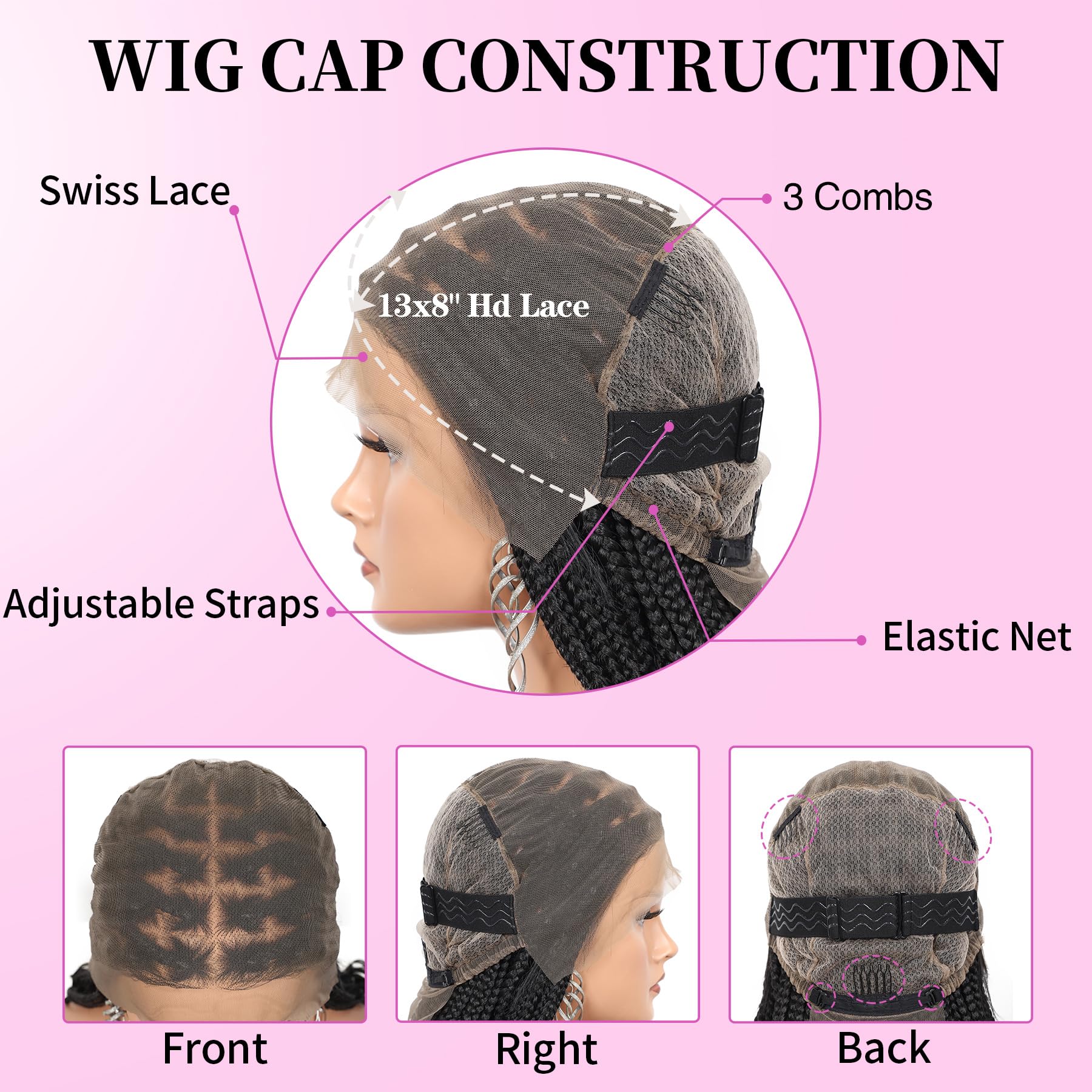 Kalyss 13X8 Hd Lace Front Braided Wigs With Curly Ends For Women Knotless Braided Wigs With Baby Hair Black Braided Wig Human Ha