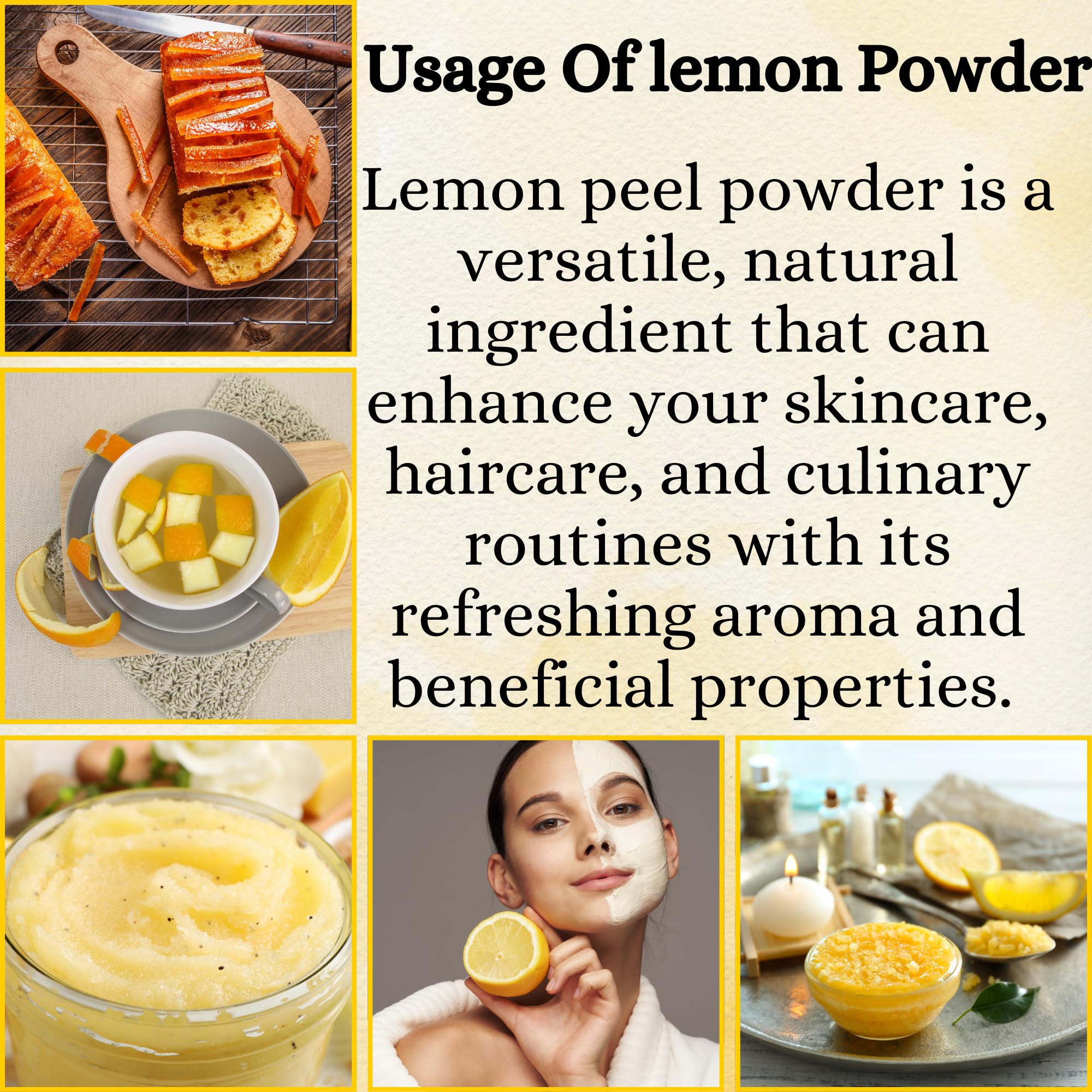 Herbs Botanica Organic Lemon Peel Powder Citrus Peel Organic 5.3 Oz /150 Gms 100% Natural | Anti Tan Face Mask, Face Pack