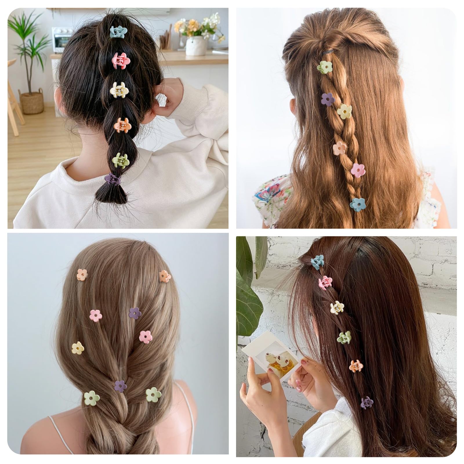 40Pcs Colorful Small Flower Hair Clips, Tebiekoy Baby Hair Clips Mini Claw Clips Cute Jaw Clips Hair Pins Hair Barrettes Toddler