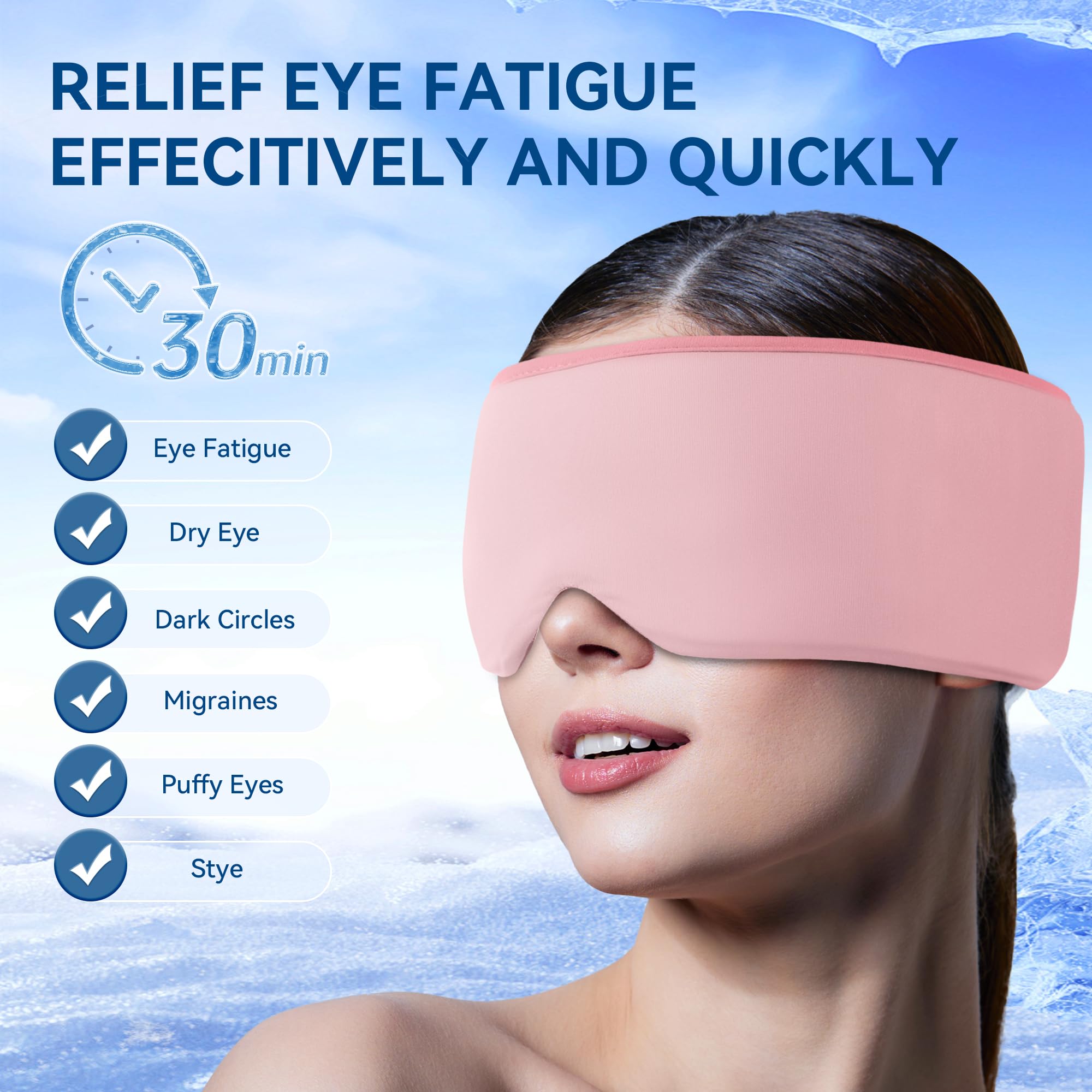 Migraine Relief Cooling Eye Mask- Cold & Warm Compress, Ice Cold Sleep Mask For Puffy Eyes, Dark Circles, Migraine & Headache Re