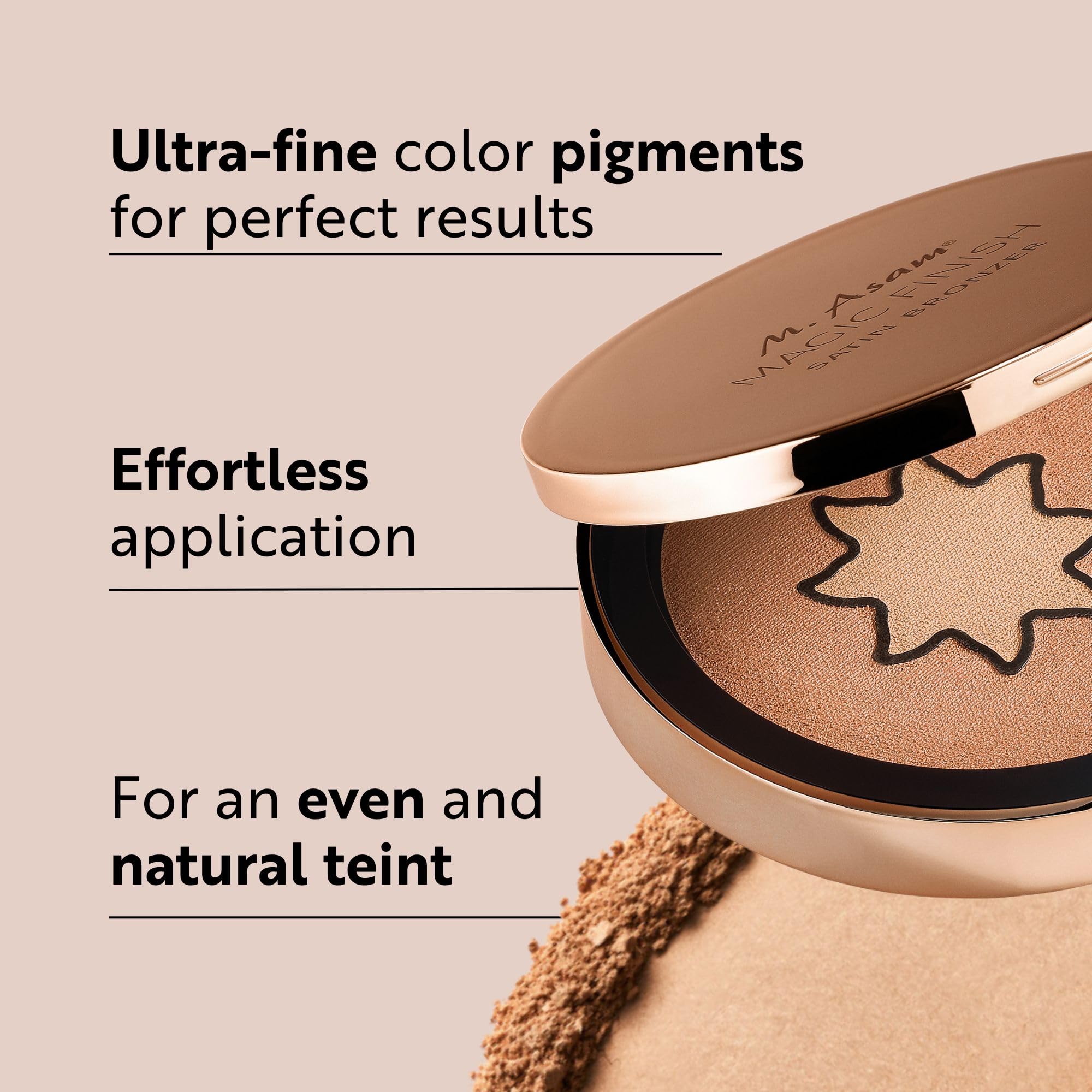 M. Asam MAGIC FINISH Satin Bronzer Gold & Hazel (0.22 oz) - 4-in-1 Bronzer Powder, Satin-Touch Texture, Creamy-Soft with Ultra-F
