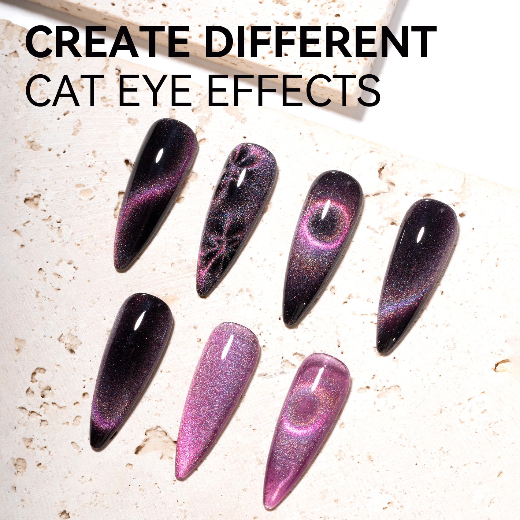 Maychao 15Ml Cat Eye Gel Nail Polish 1Pc Rainbow Purple Pink Gel Polish With Magnet Soak Off Holographic Magnetic Nail Polish Fo
