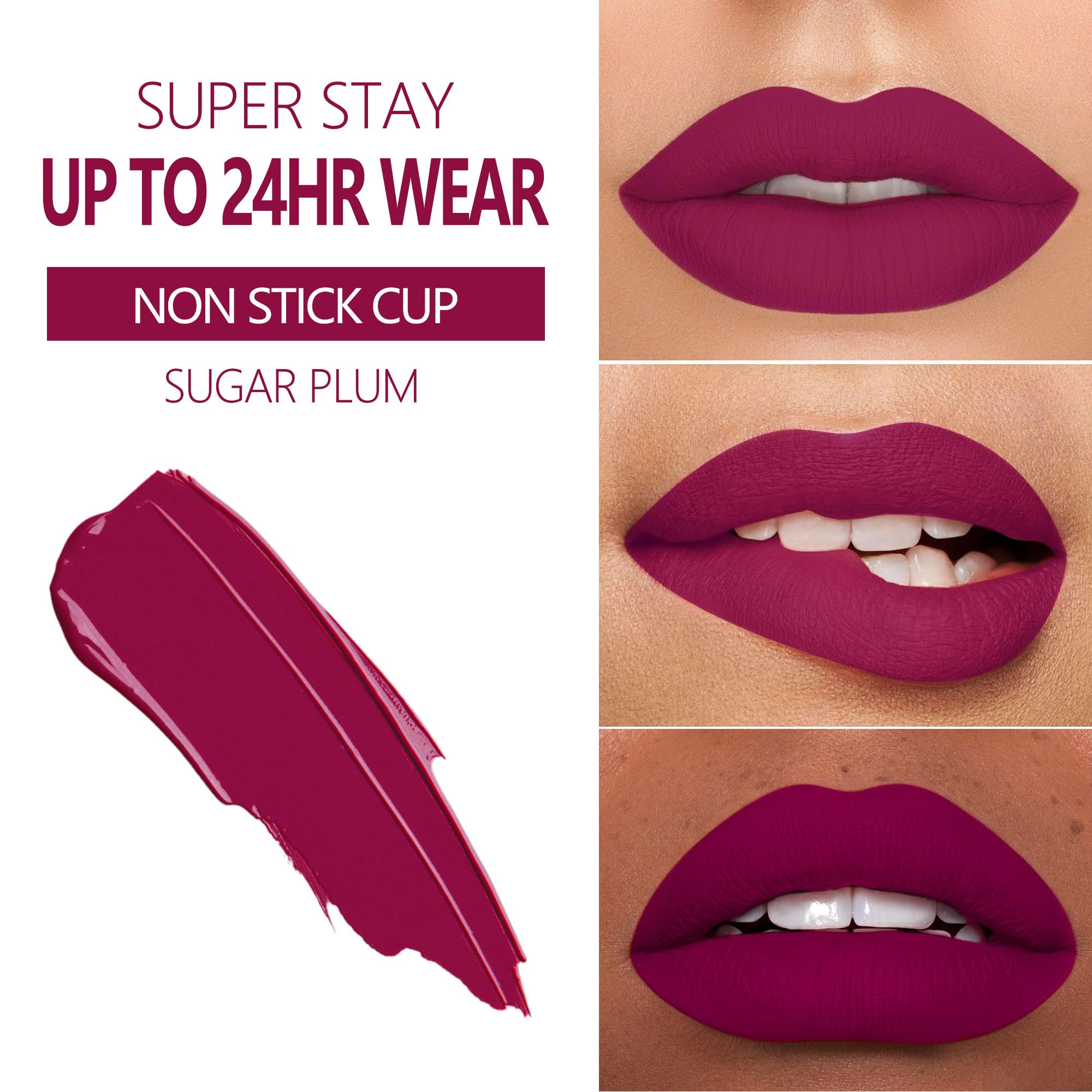 Maki Yika Purple Lipstick For Women Color Stay Long Lasting Lipsticks, No Smudge Plum Matte Liquid Lipstick Transferproof Cruelt