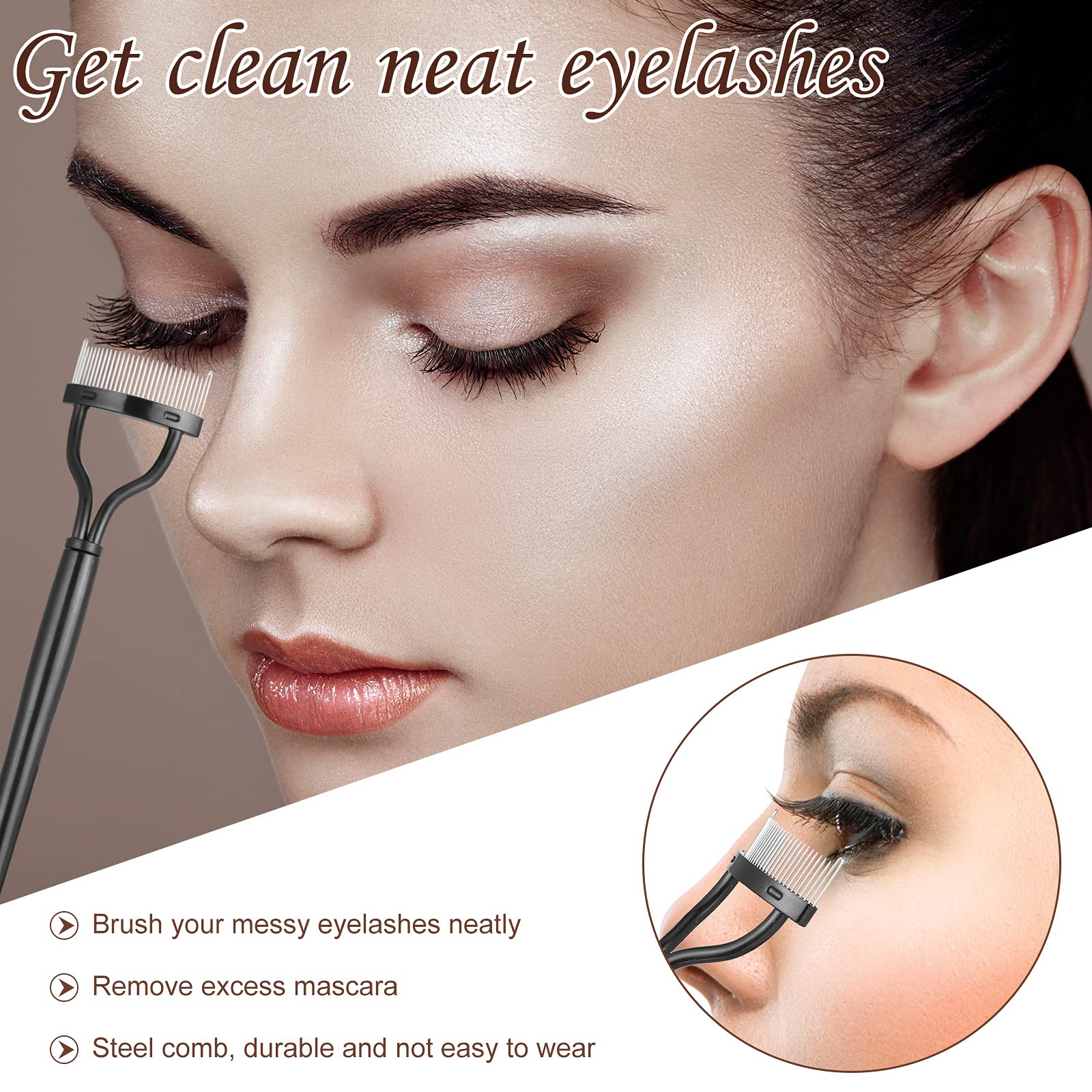 5 Pieces Eyelash Curler Set Include Eyelash Curlers with 10 Pieces Eyelash Curler Refill Pads Eyelash Comb Eyebrow Brush Eyelash