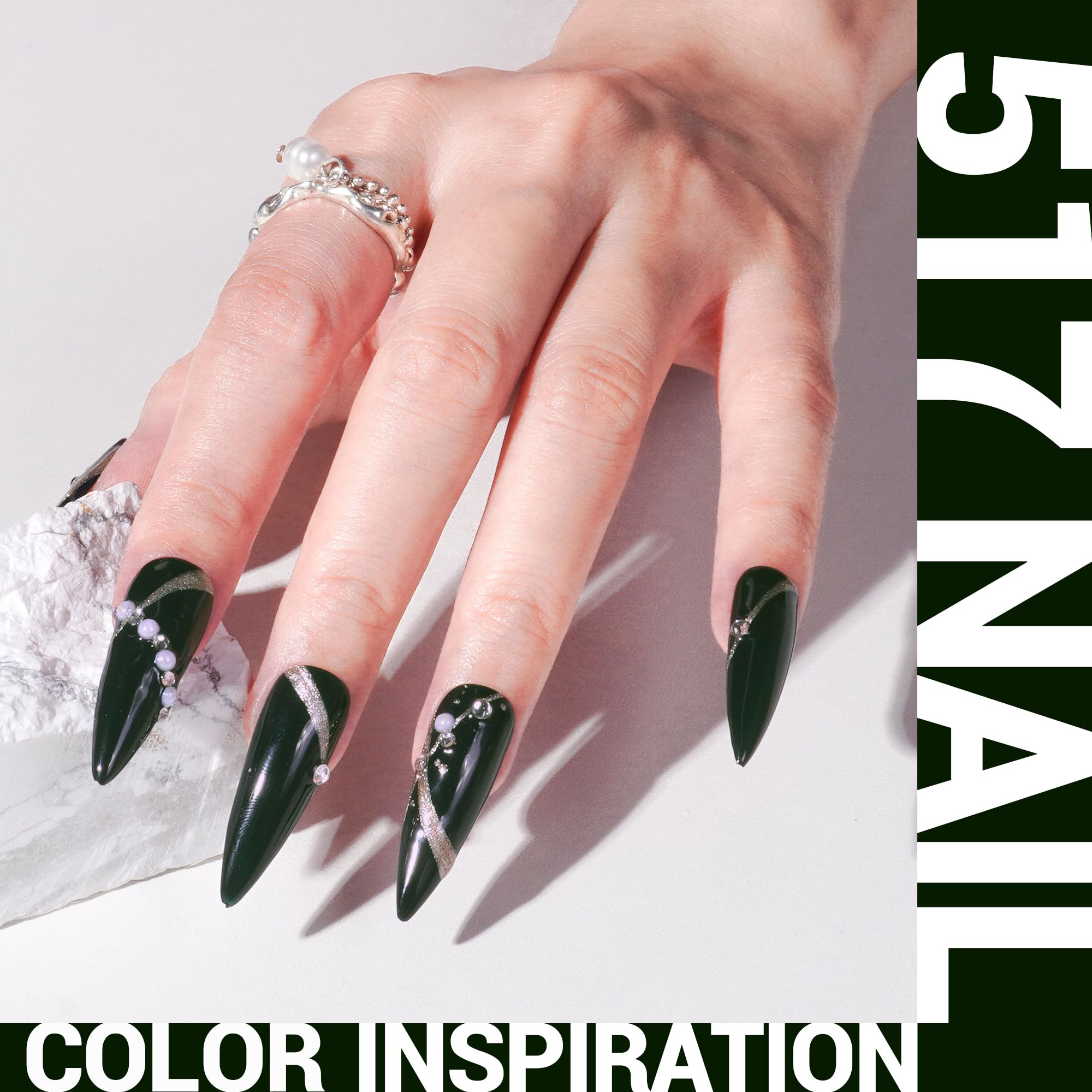 Melodysusie Black Gel Nail Polish, 15Ml Gel Nail Polish Blackish Green Color 517, Soak Off Uv Led Nail Lamp Gel Polish Nail Art