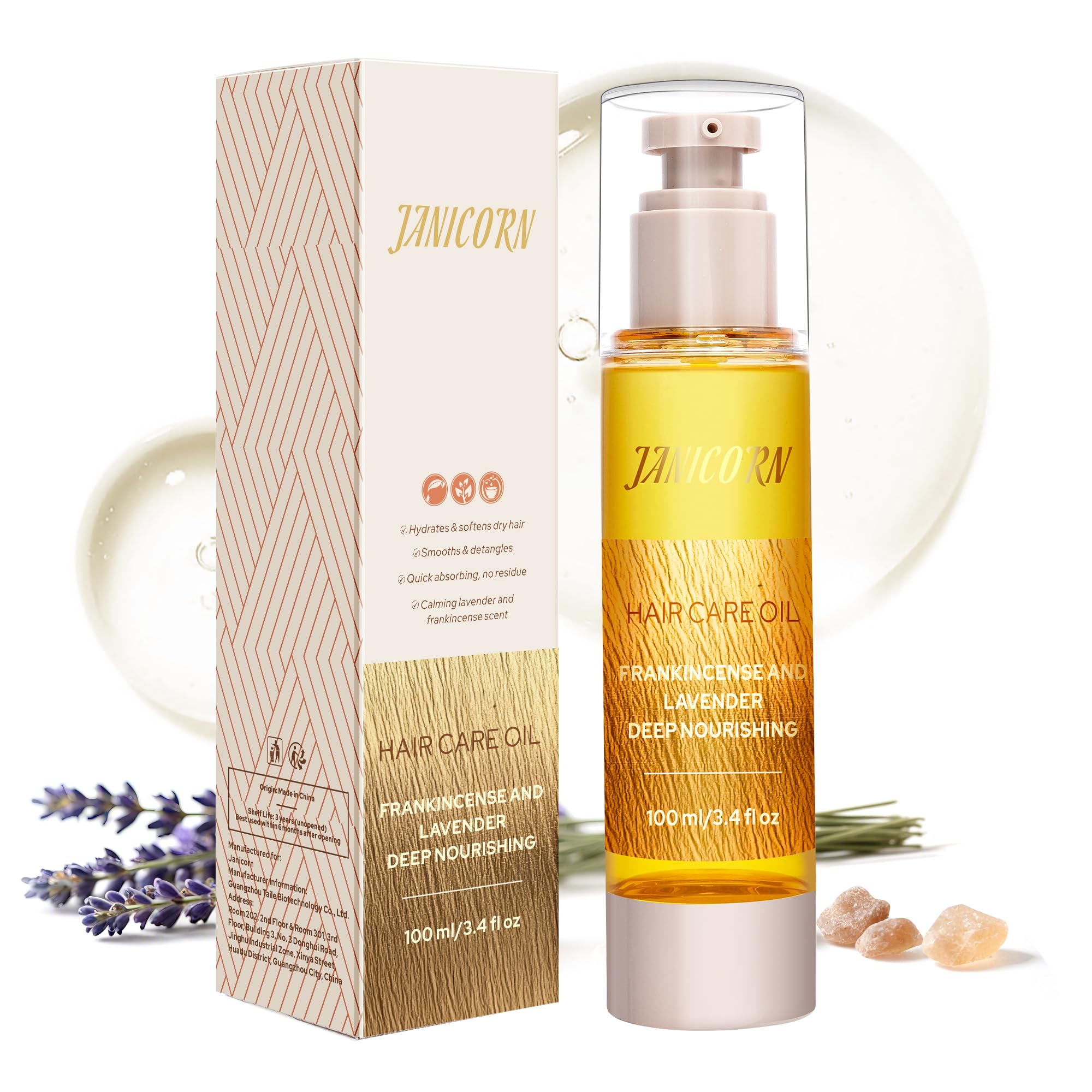 JANICORN Nourishing LeaveIn Hair Oil for Dry or Damaged Hair, 3.4 fl oz