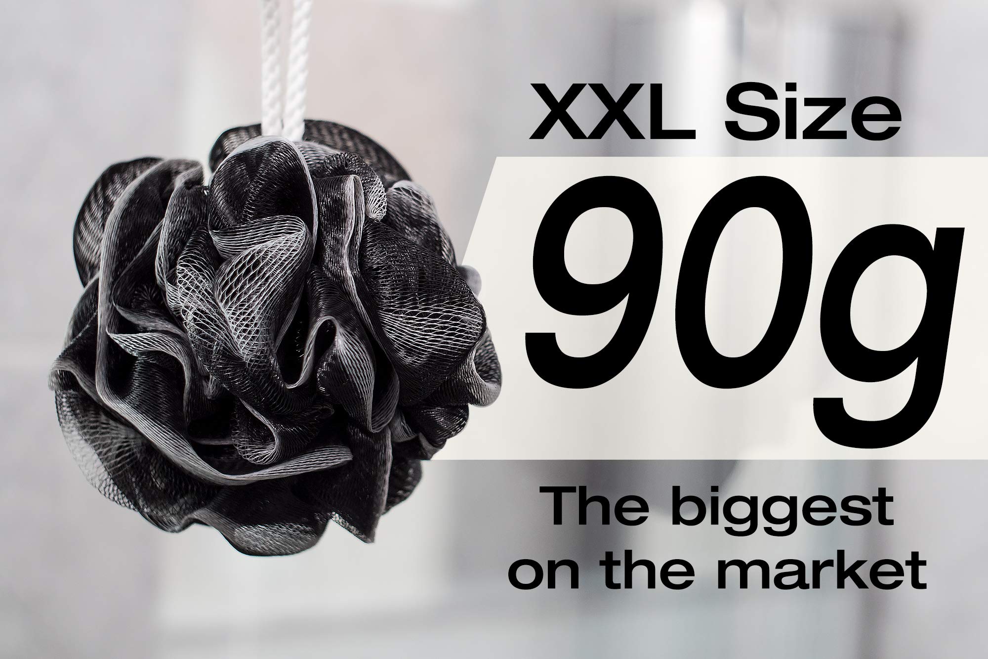Xxl 90G Charcoal Shower Loofah 3 Pack By Tilcare - Perfect Bath Sponge For Exfoliating For Men & Women - Body Scrubber Brush For