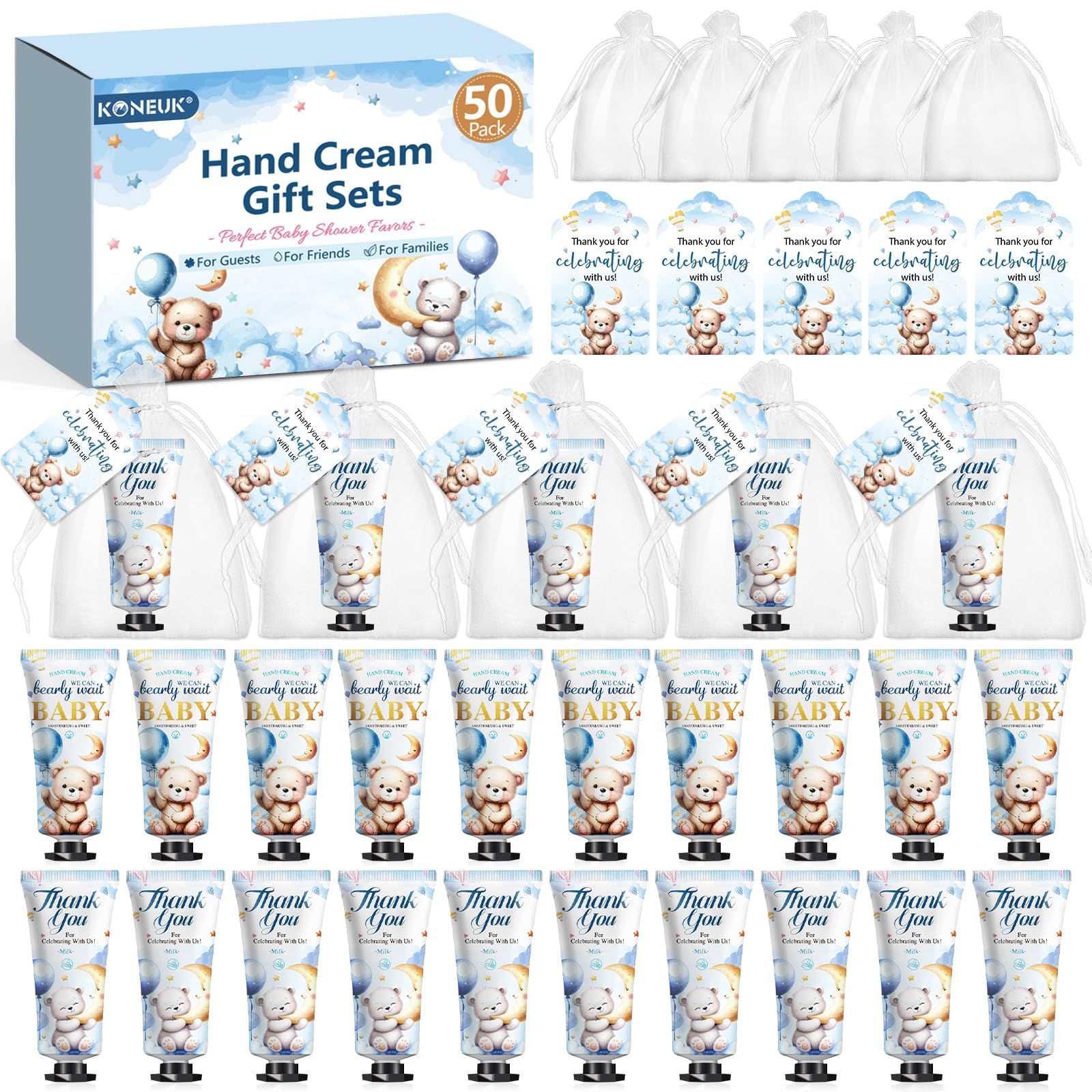 50 Pack Baby Shower Bulk Hand Cream Gifts Sets, Bridal Shower Favors And Baby Shower Favors For Guests With Thank You Card And O