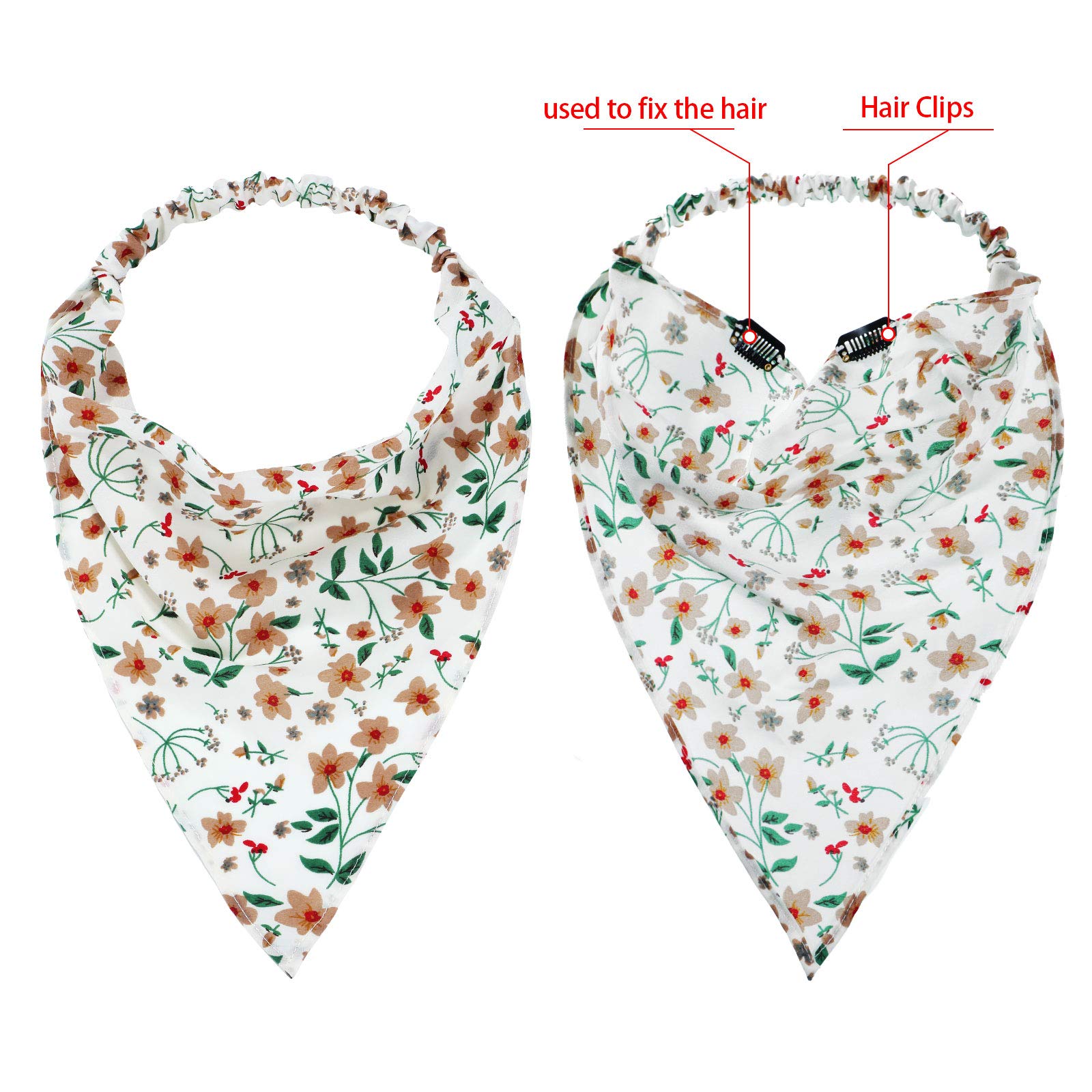 Syhood 6 Pcs Floral Elastic Hair Bandanas Boho Scarf Headband Chiffon Head Kerchief Turban with Hair Clips for Women(Rural Flora