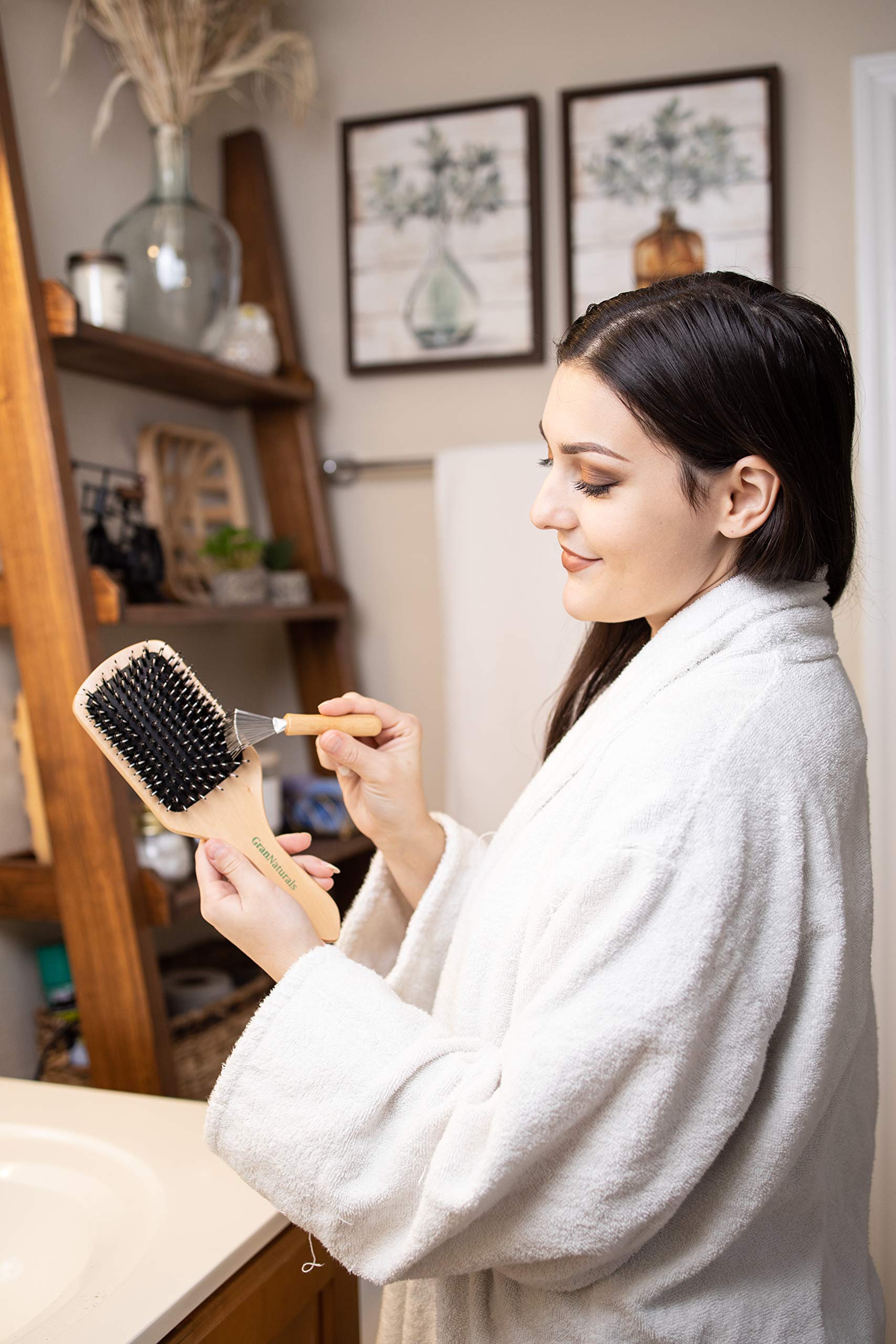 GranNaturals Hair Brush Cleaner - Rake Design for Pick Cleaning & Detangling Combs & Bristle Brushes - Durable Metal Wires, Ergo