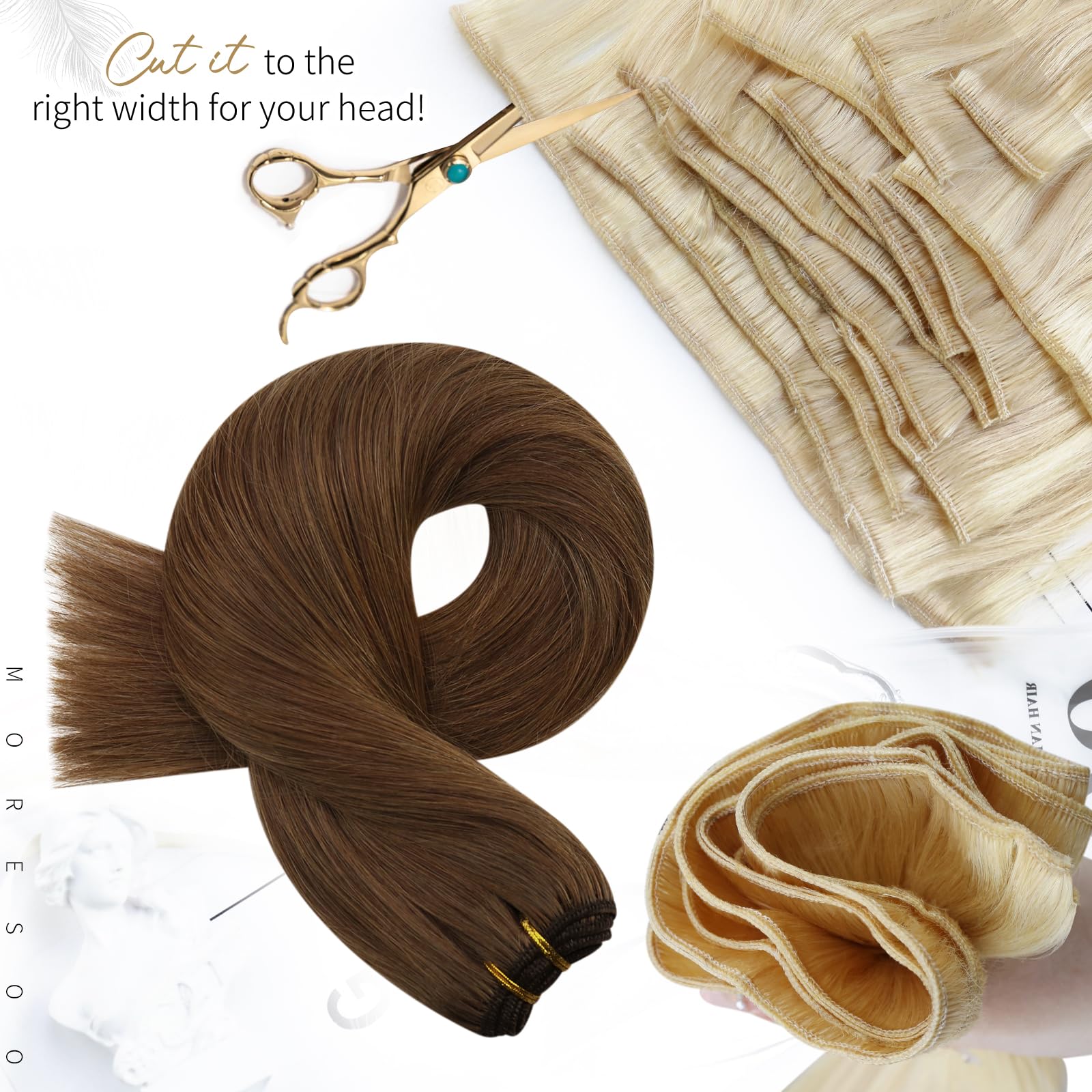 Moresoo Sew In Hair Extensions Real Human Hair Brown Remy Weft Human Hair Extensions Double Weft Sew In Extensions Human Hair Li