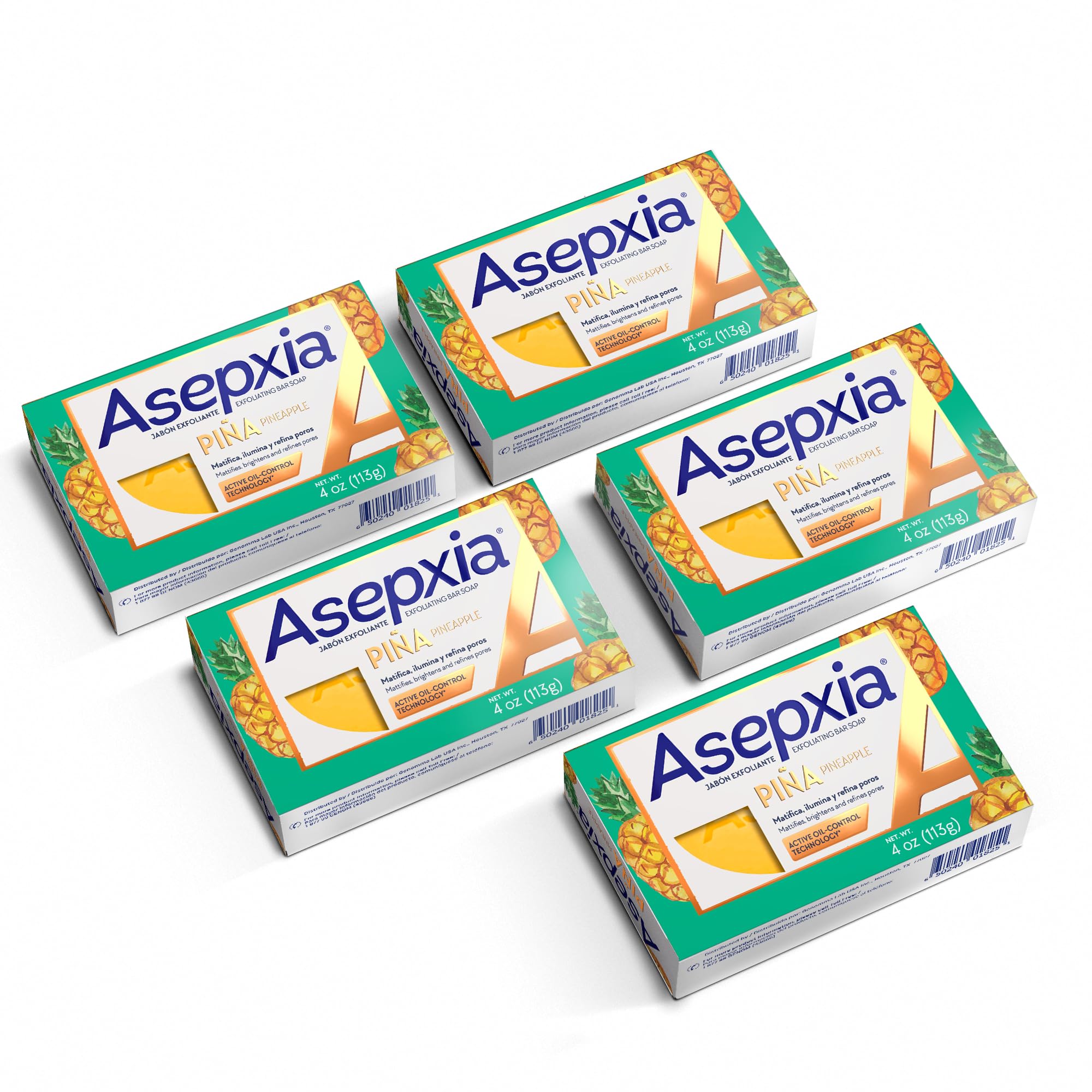 Asepxia Bar Soap, Non-Abrasive Exfoliating Facial Cleanser with Natural Pineapple Enzyme & Agave Extract, Pore Purifying & Brigh