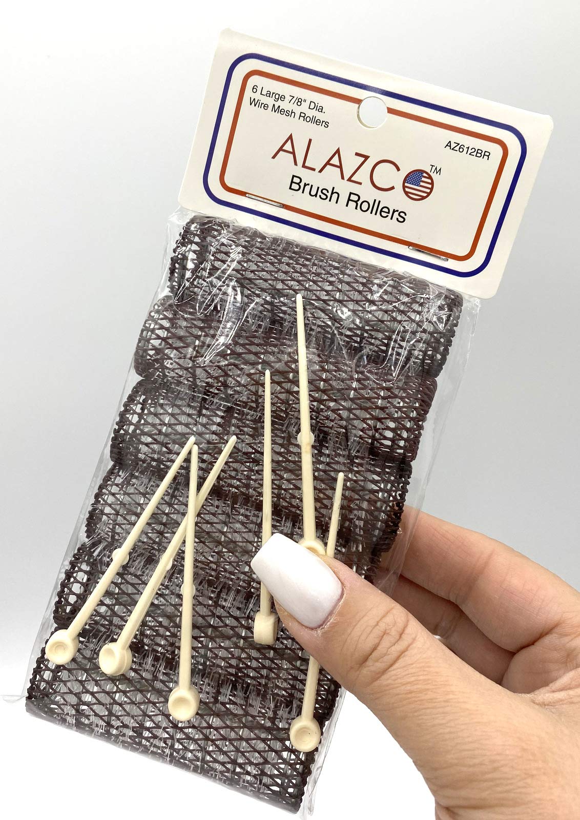 12 Pc Vintage Style Hair Rollers Brush Rollers & 12 Pins - Mesh Hair Curlers With Bristles 3''X 7/8'' (12 Large Rollers & Pins)