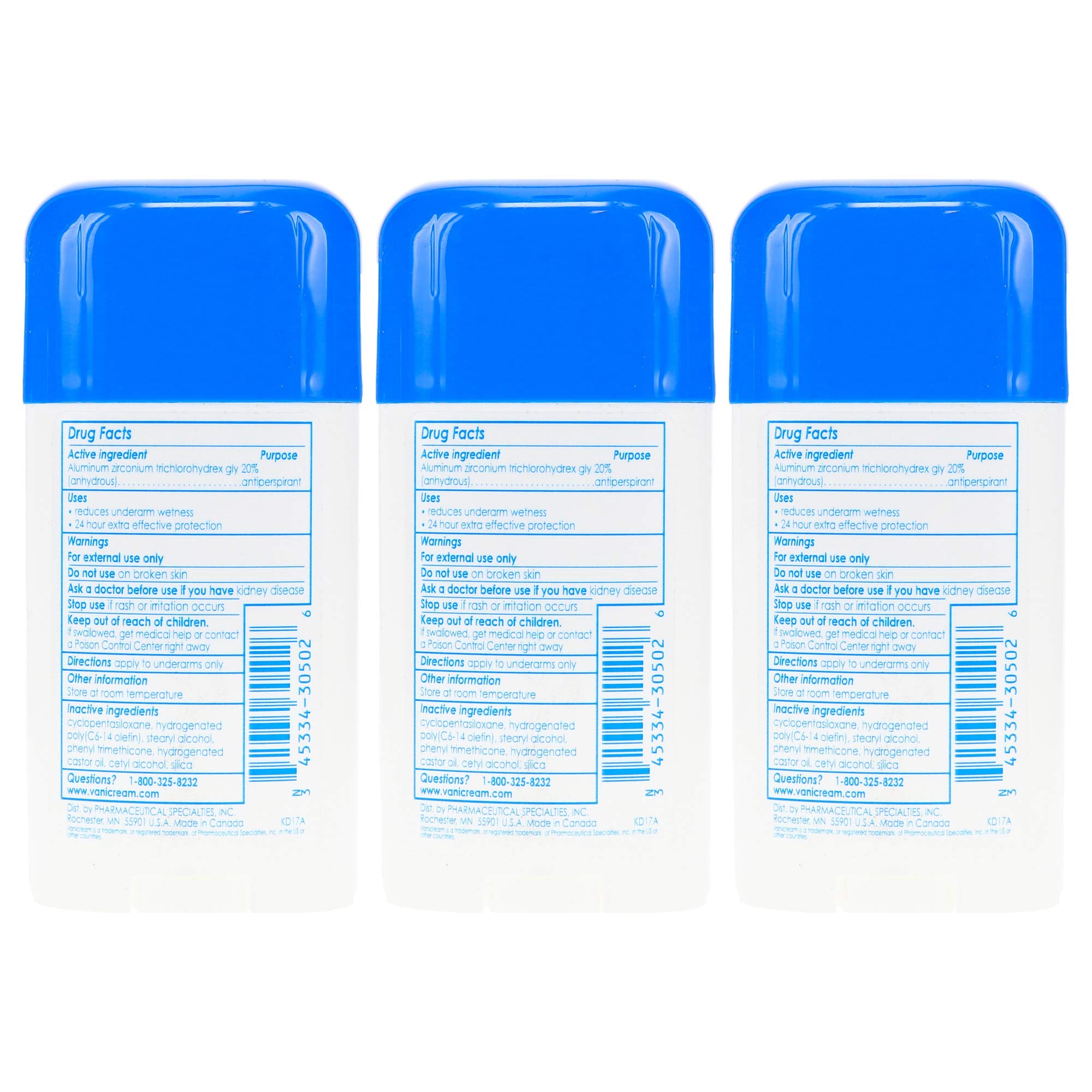 Vanicream Anti-Perspirant - Deodorant Clinical Strength For Sensitive Skin, 2.25 Oz Pack of 3