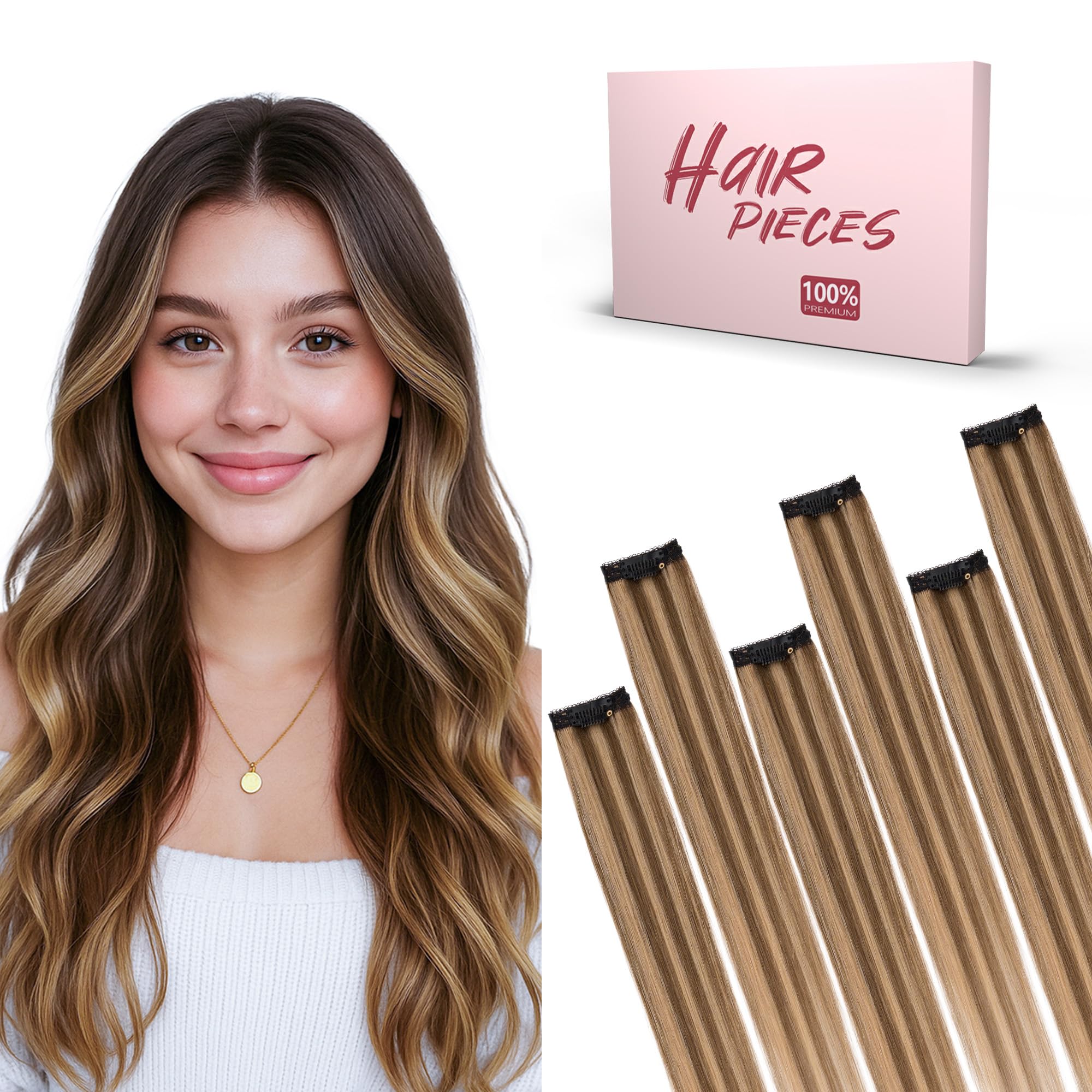 SEGO Clip In Short Hair Extensions Real Human Hair Single 6 Pcs Individual Clip Ins Highlight Remy Balayage Straight Soft Seamle
