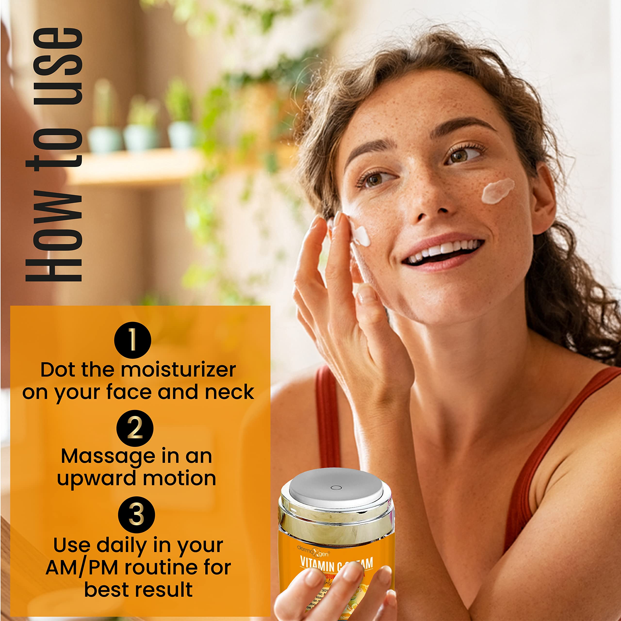 Vitamin C Moisturizing Cream - Organic Glowing Skin Anti-Aging, Rejuvenating, Boosting Collagen Hydrating for Dull, Dry & Sensit