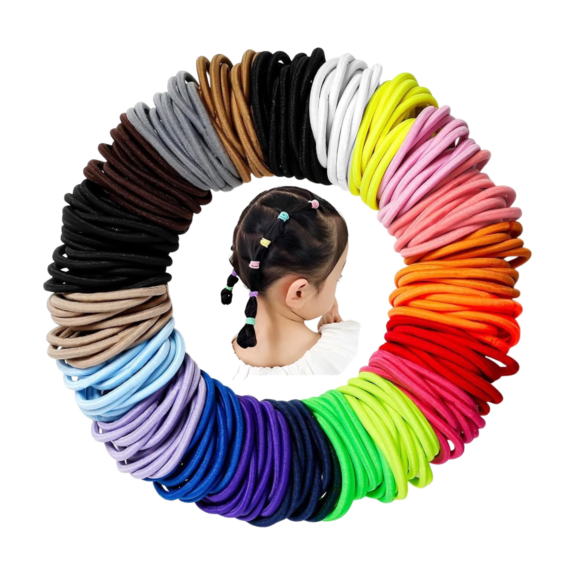 4mm multi-color headband -200 elastic bands, suitable for women and girls headbands, suitable for daily exercise ponytails (20 
