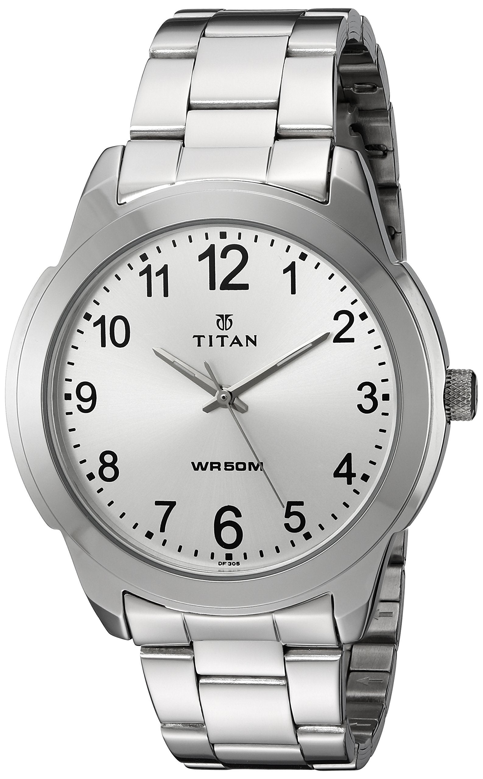 Titan MenS Neo Quartz Metal And Brass Watch, Color:Silver-Toned (Model: 1585Sm04)