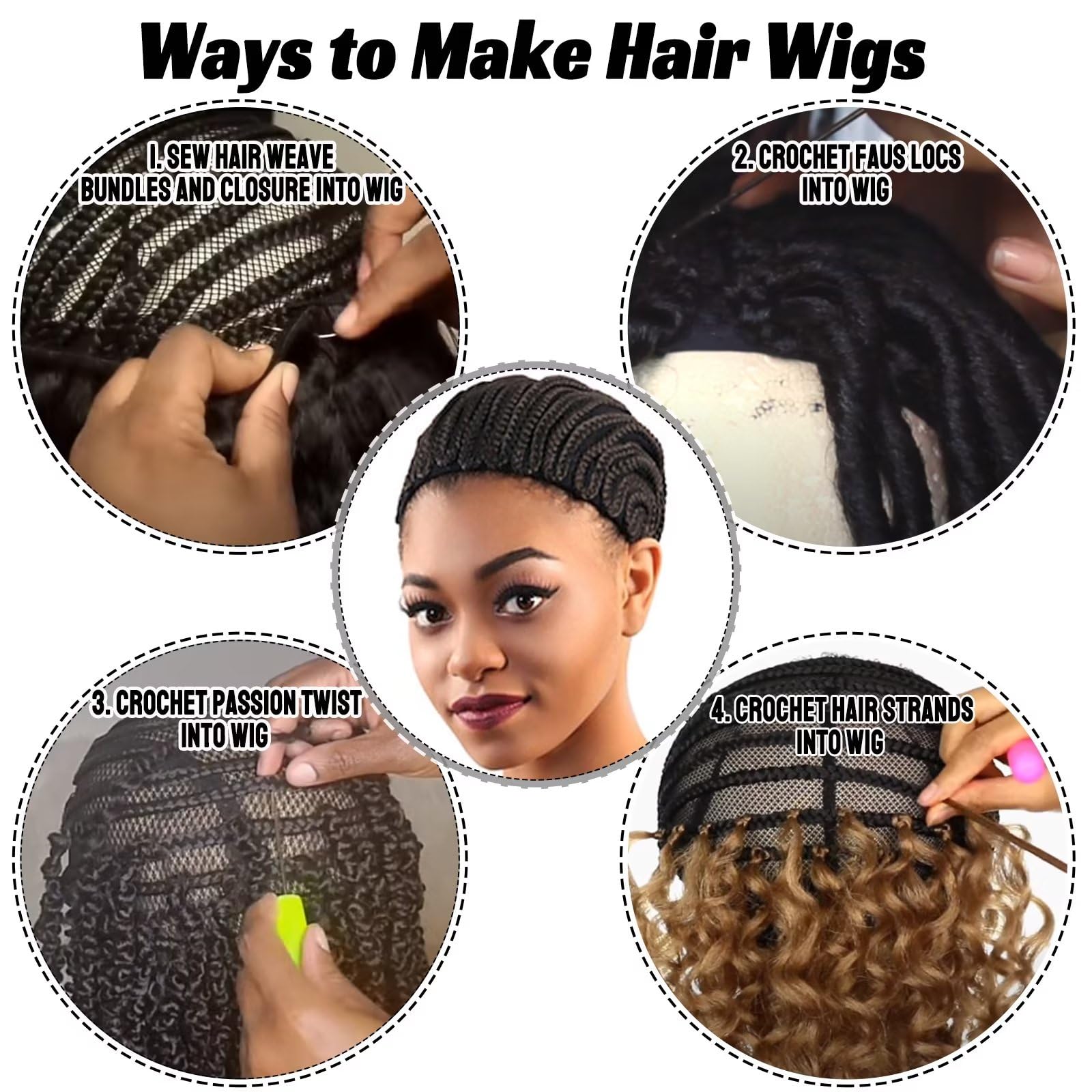 Royota Braided Wig Cap For Crochet Hair Braids Breathable Cornrow Crochet Wig Cap For Easier Sew In Weave Glueless Crochet Wig C