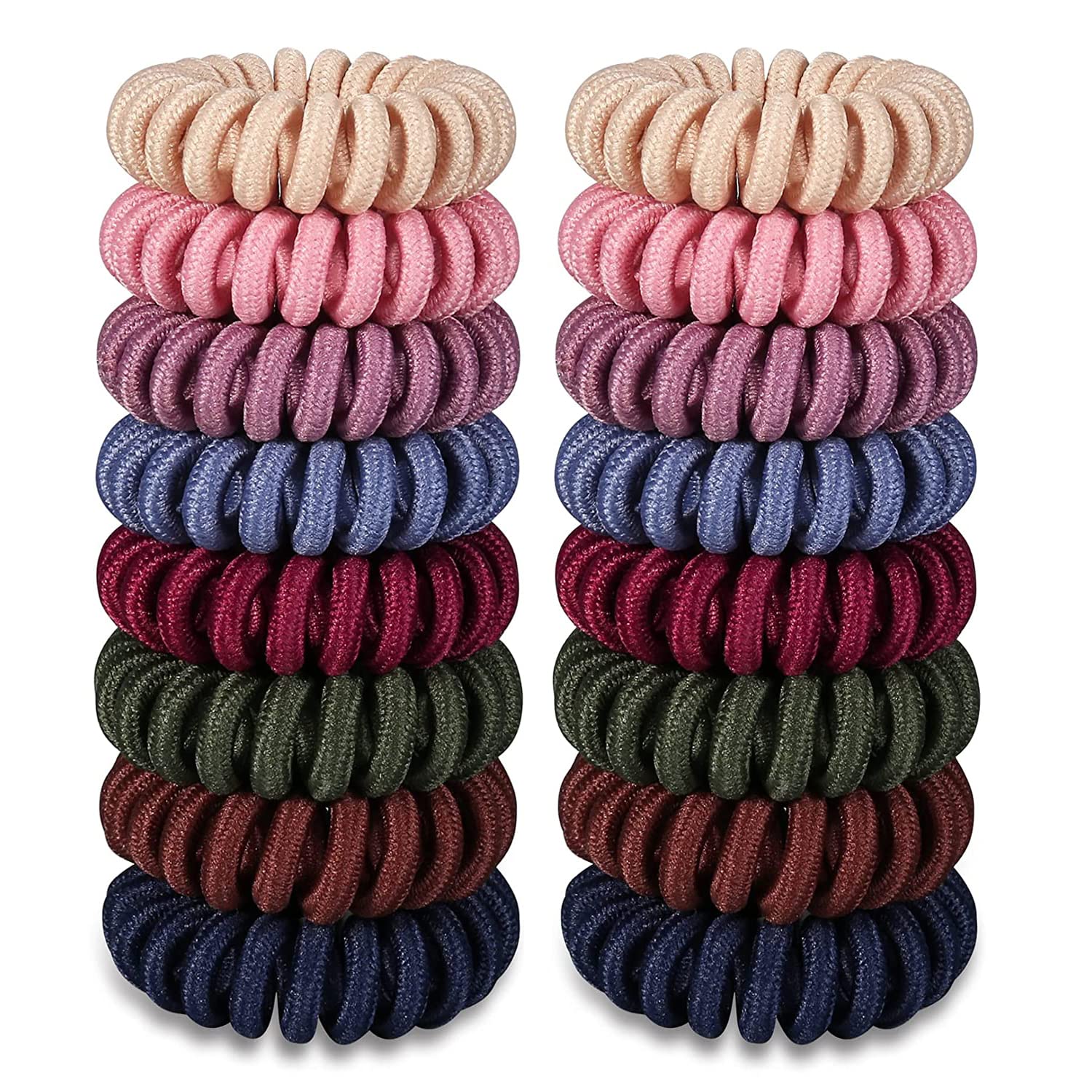 Teqifu16Pcs Hair Ties, No Crease Spiral Hair Ties Hair Bands Multicolor Waterproof Phone Cord Hair Scrunchies Hair Coils Accesso