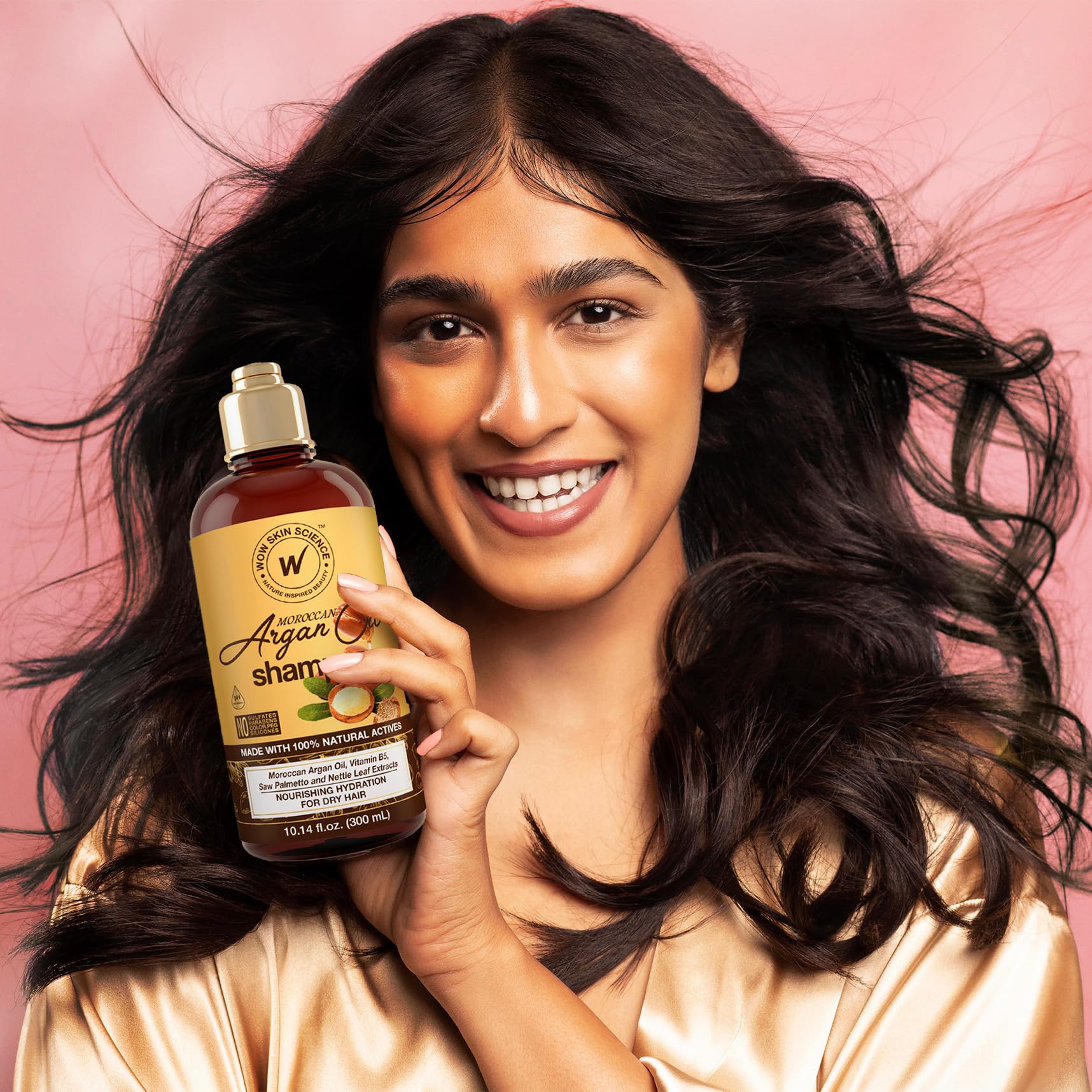 WOW Skin Science Moroccan Argan Oil Shampoo - Sulfate Free Moisturizing Shampoo for Dry, Damaged Hair - For Women & Men