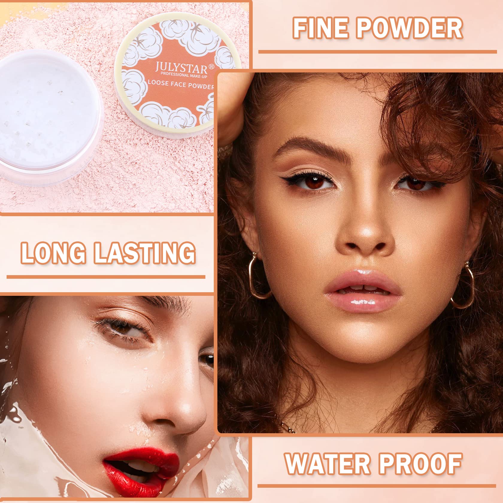 Pink Setting Loose Face Powder Matte Setting Powder Oil Control Minimizes Pores Long Lasting Waterproof Setting Powder Makeup Ki
