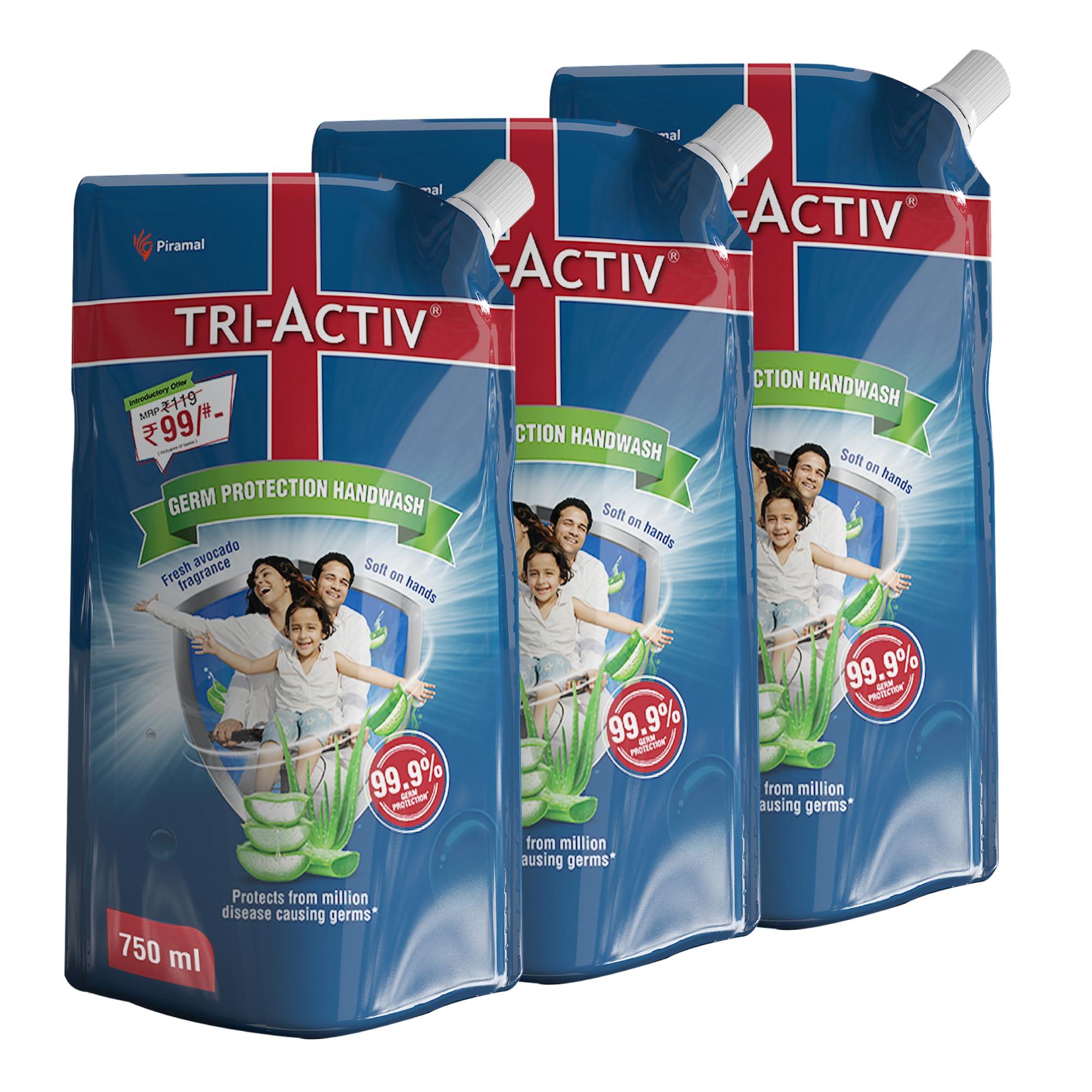 Tri-Activ Germ Protection Handwash Refill Pack | Protects From 99.9% Disease Causing Germs | With Goodness Of Aloevera | Keeps H