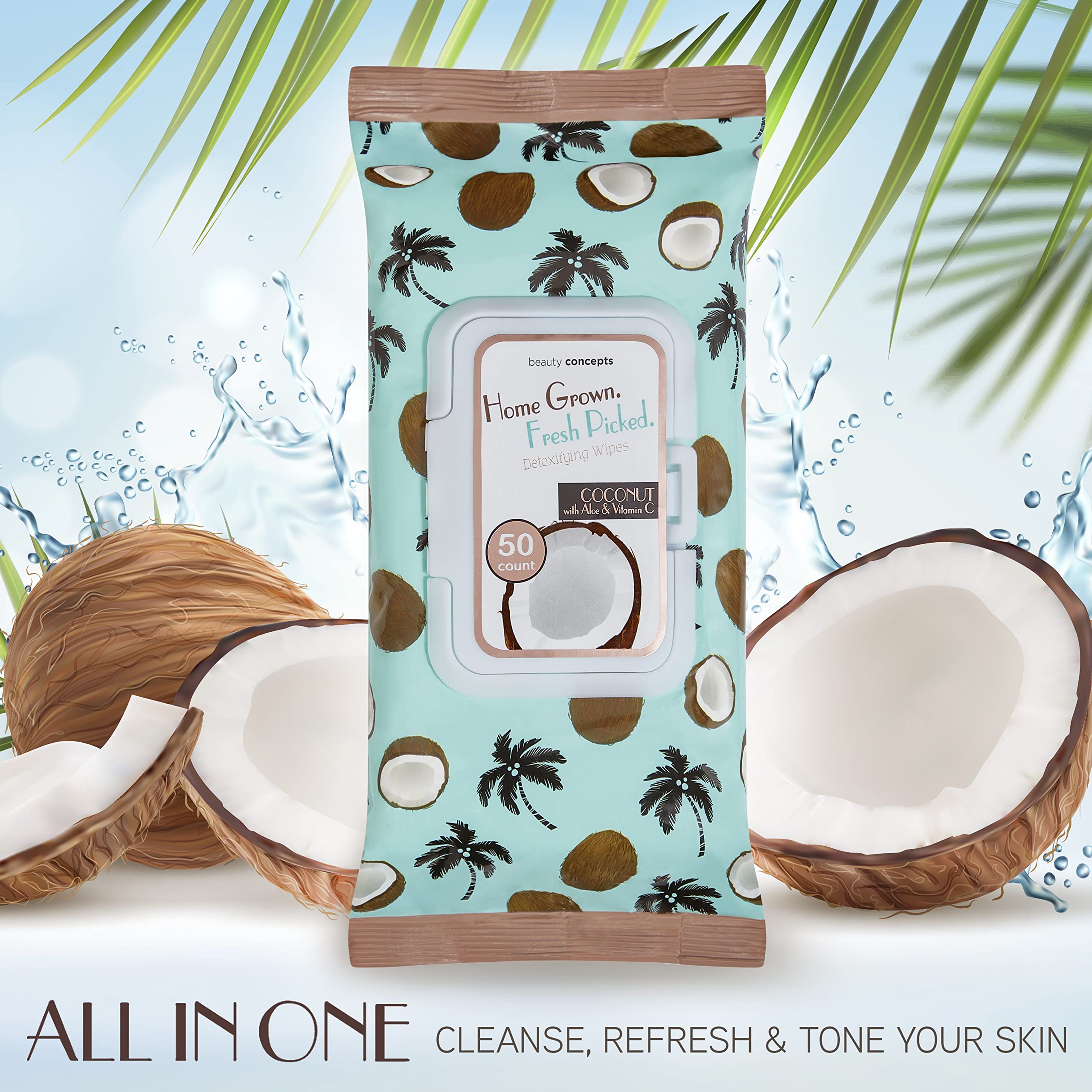 B.C. Beauty Concepts Makeup Remover Wipes - Gentle Facial Wipes For Easy Makeup Removal, 100 Count (Pack Of 2), Coconut With Alo