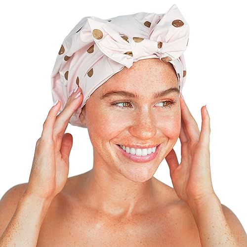 Kitsch Luxury Shower Cap For Women Waterproof - Reusable Shower Cap  Hair Cap For Shower  Holiday Gift  Waterproof Hair Shower C