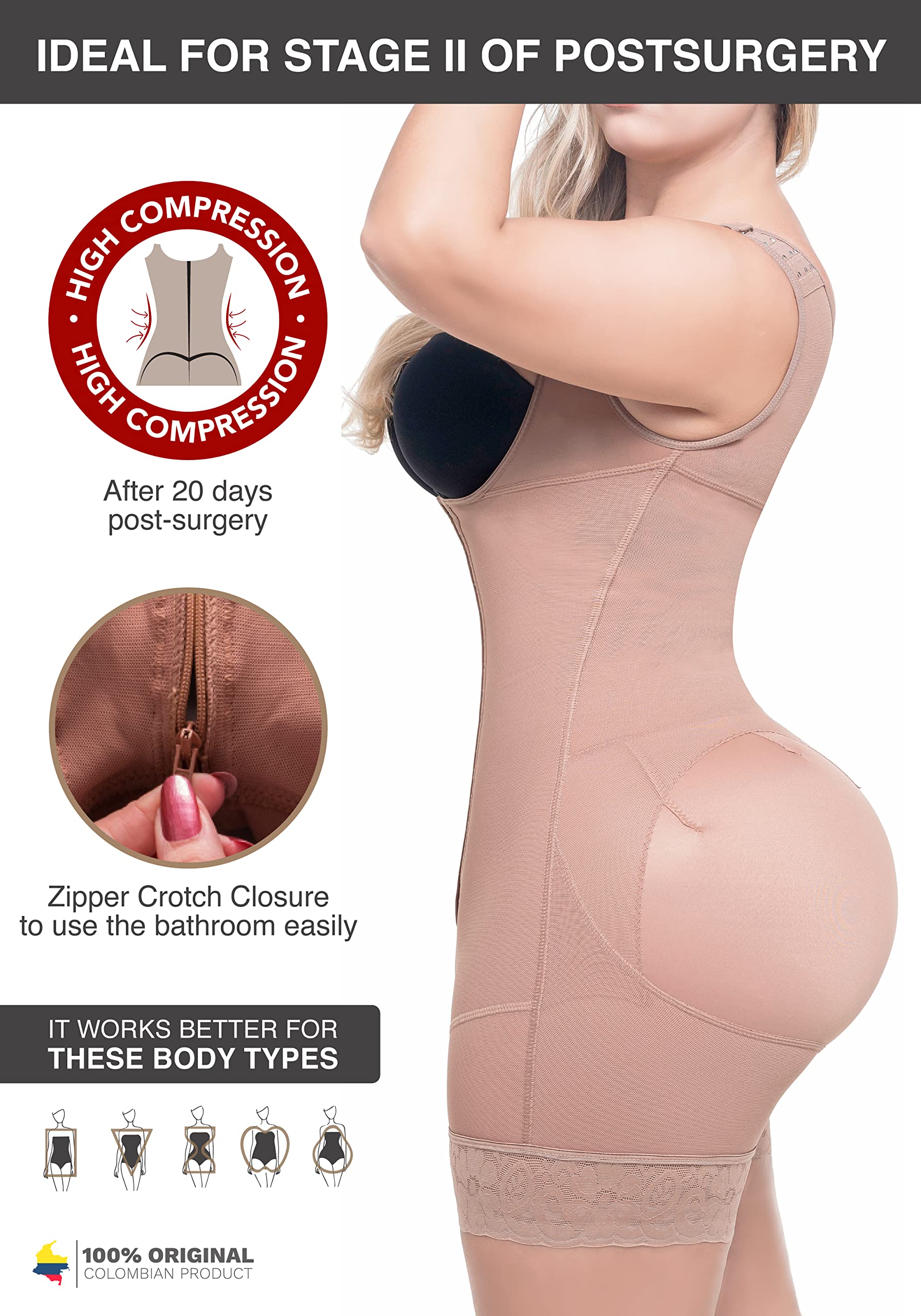 Sonryse 211BF Fajas colombianas Reductoras Moldeadoras Postparto Stage 2 Liposuction Post Surgical compression garments Women Sh