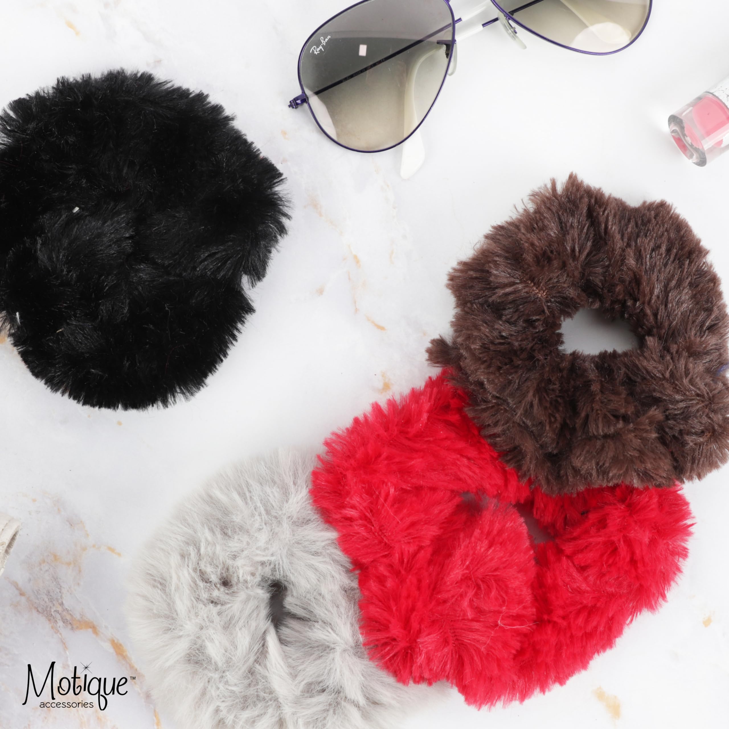 Solid Fur Scrunchies Pony Holder - Set Of 2 (Brown)