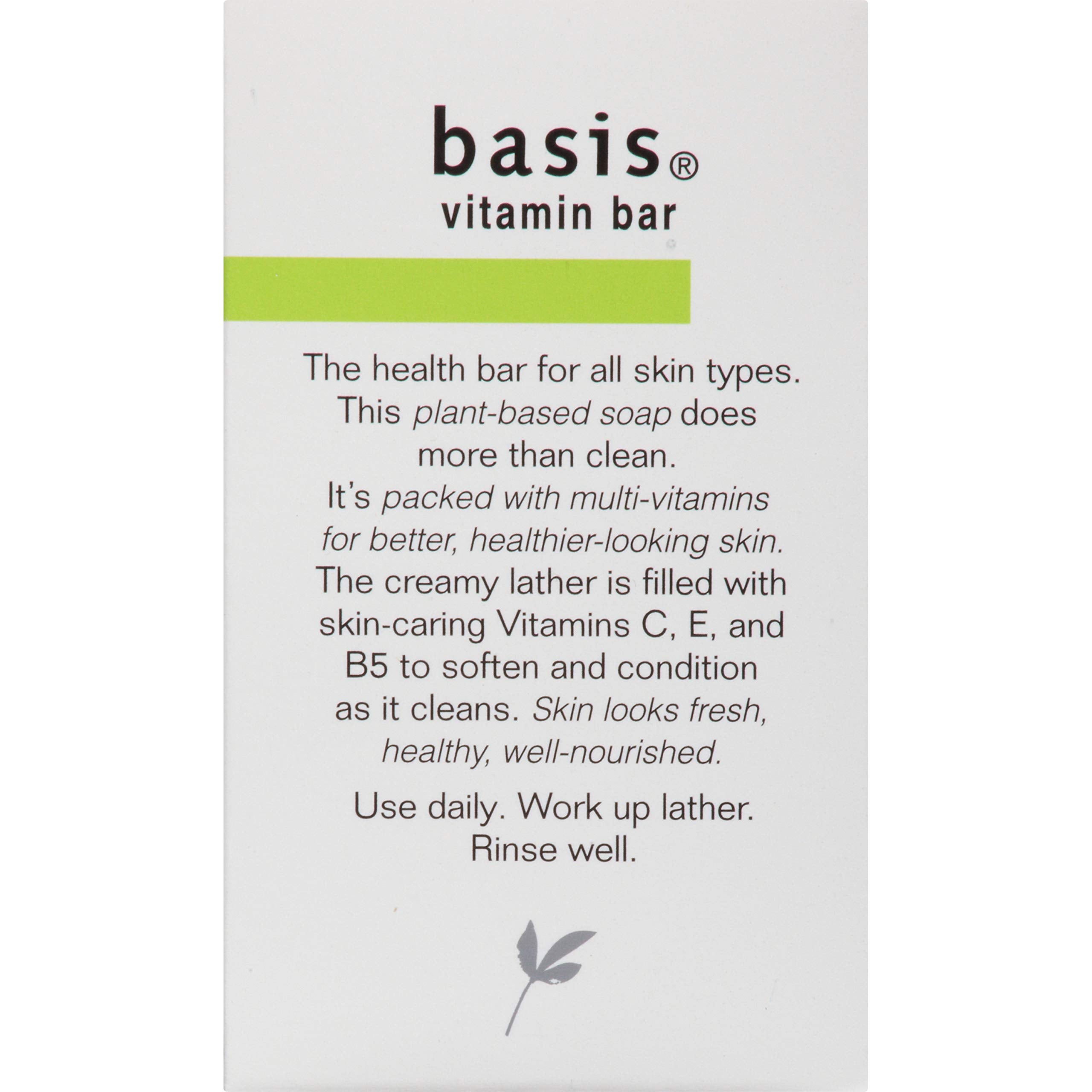 Basis Vitamin Bar Soap - Body Wash Bar Cleans and Softens with Vitamin C, E, and B5 - 4 oz. Bar