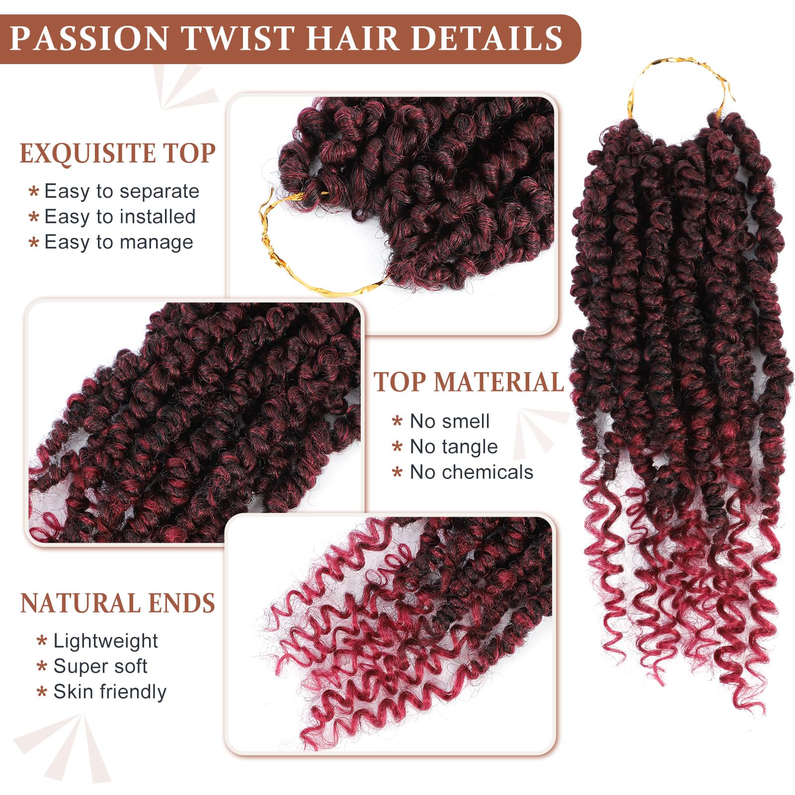 Passion Twist Crochet Hair,Pretwisted Passion Twist Hair,Passion Twist Hair 10 Inch,Short Passion Twist Crochet Braids,Pre Loope