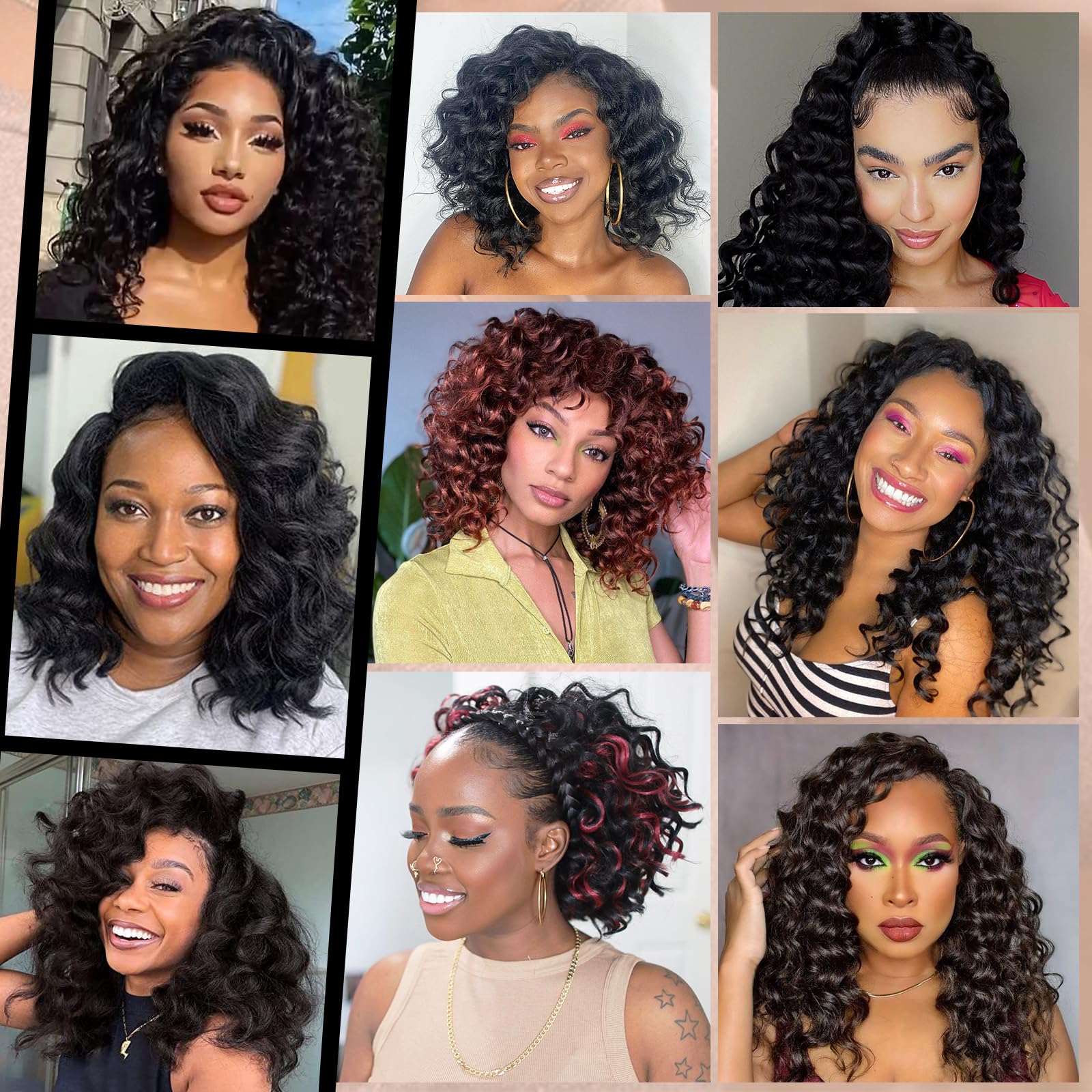 Toyotress Ocean Wave Crochet Hair - 12 Inch 8 Packs Natural Black Crochet Braids Deep Twist Synthetic Braiding Hair Extensions (