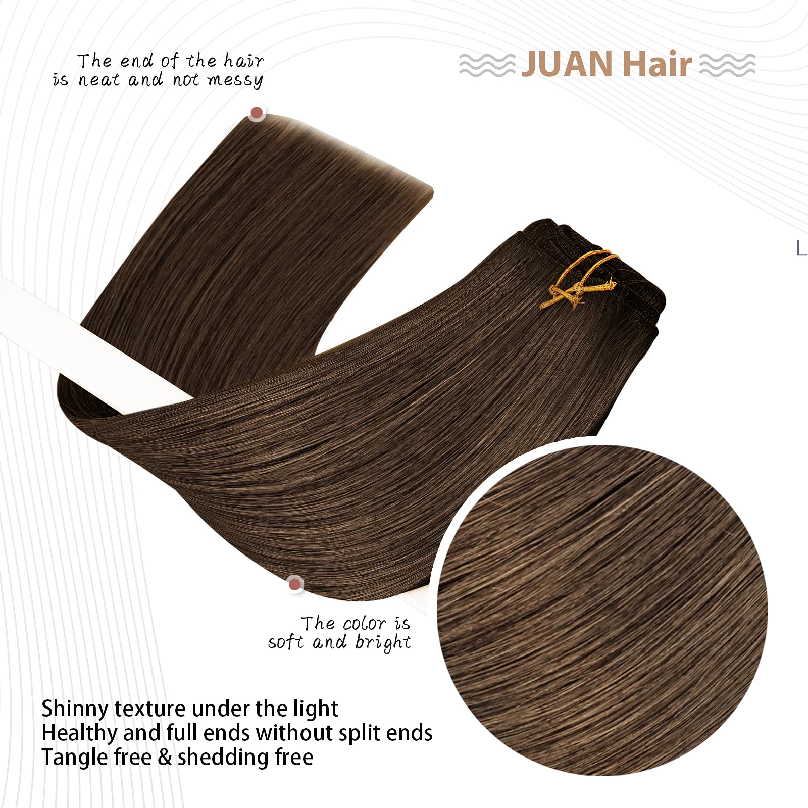 Aison Medium Brown Clip in Hair Extensions Real Human Hair 70G 100% Chocolate Brown 15 Inches Remy Human Hair Extensions Clip in
