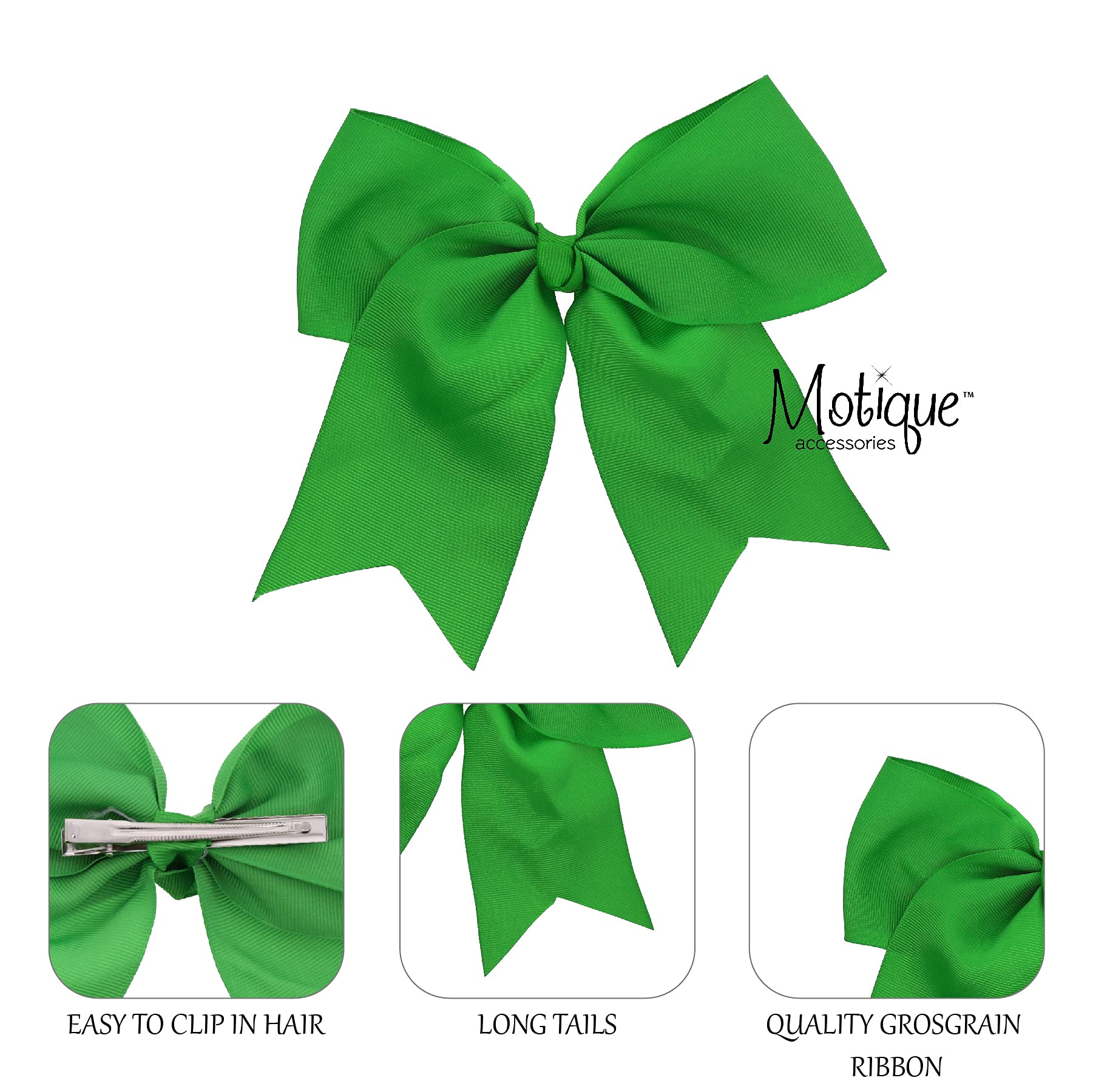 Green Jumbo Bow Clip With Tails