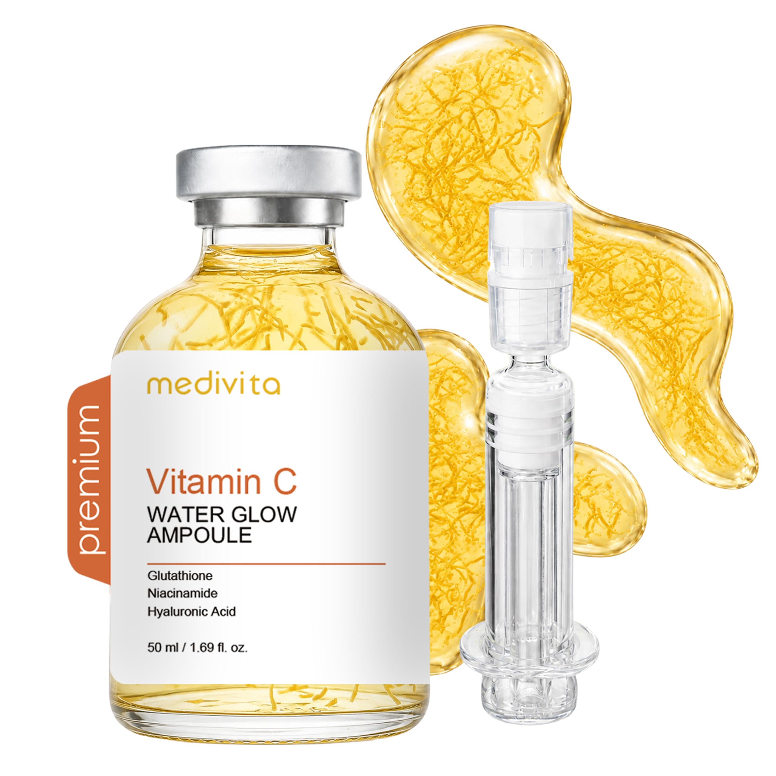 medivita Vitamin C Water Glow Serum for Face, Hydrating Ampoule with Glutathione, Niacinamide & Tranexamic Acid, Lightweight Ser