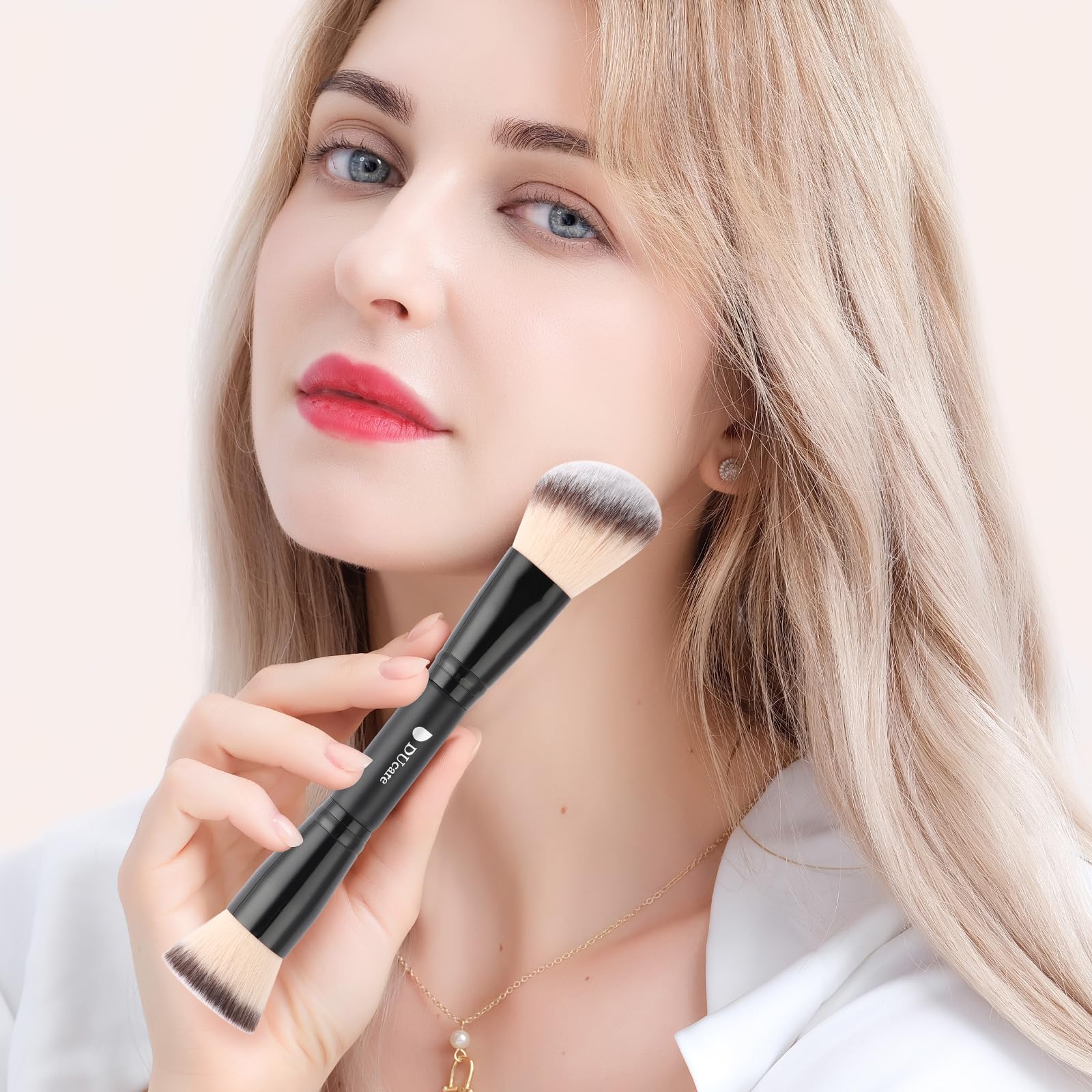 Ducare Foundation Brush Contour Bronzer Double Ended Makeup Brush For Blending Liquid Powder Concealer Cream Blush Buffe Black