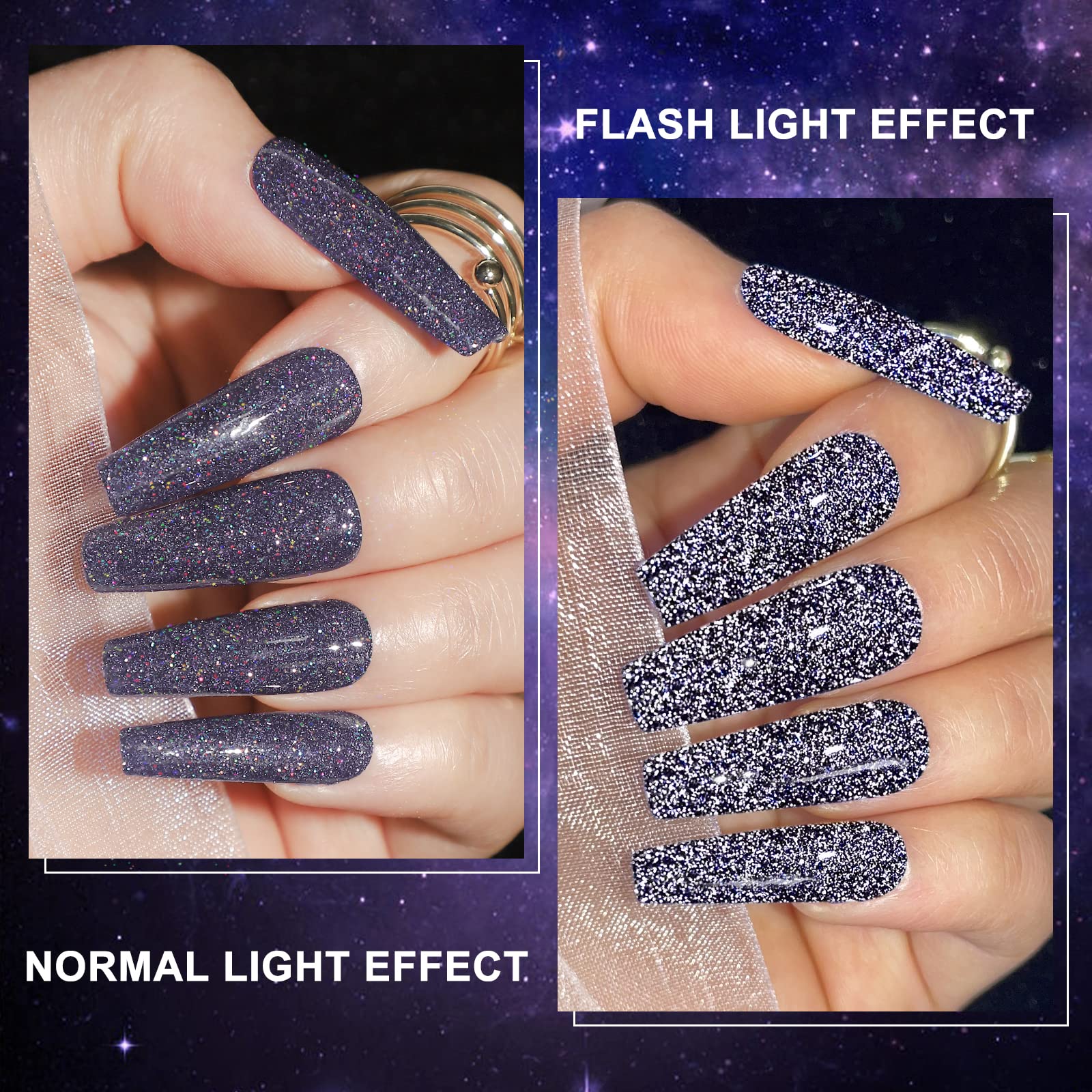 MIZHSE Glitter Gel Nail Polish Kit, 12 Pcs 7ml, Reflective Sparkly Colors for Home Manicure & Nail Art, MKL-008