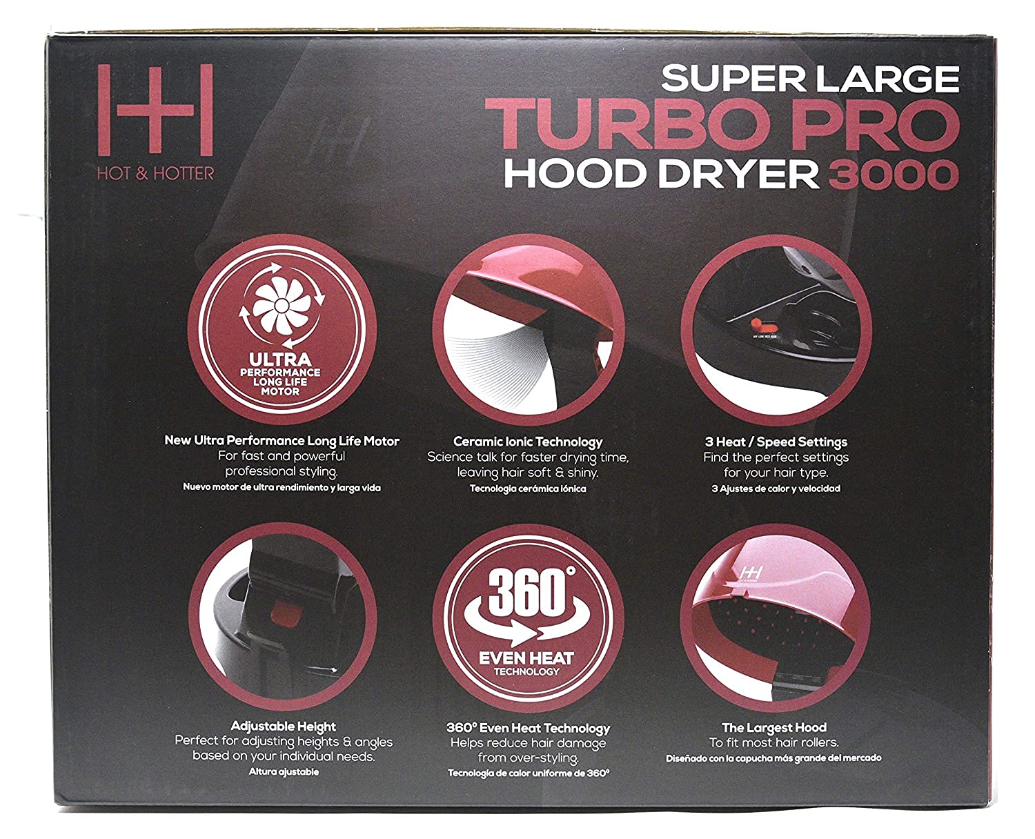Annie Hot & Hotter Super Large Turbo Pro Hood Dryer 3000 Ultra Performance Long Life Motor 3x Longer Life