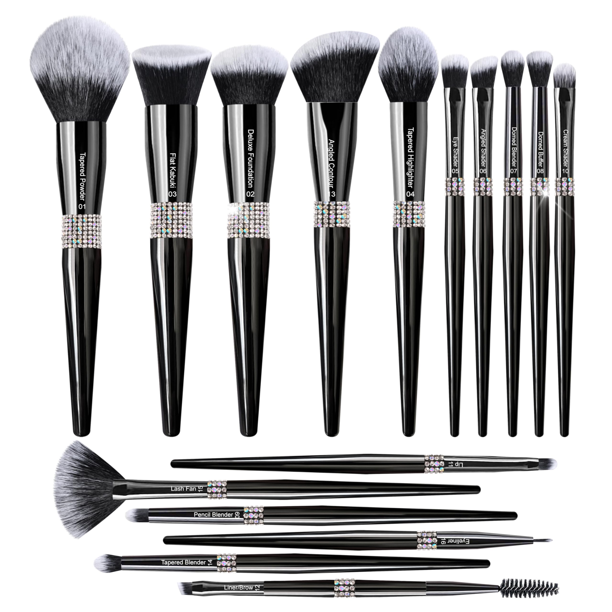 Bueart Design 16Pcs Premium Quality Labeled Pro Makeup Brushes Set With Foundations Powder Blush Concealer Blending Eyeshadow Co