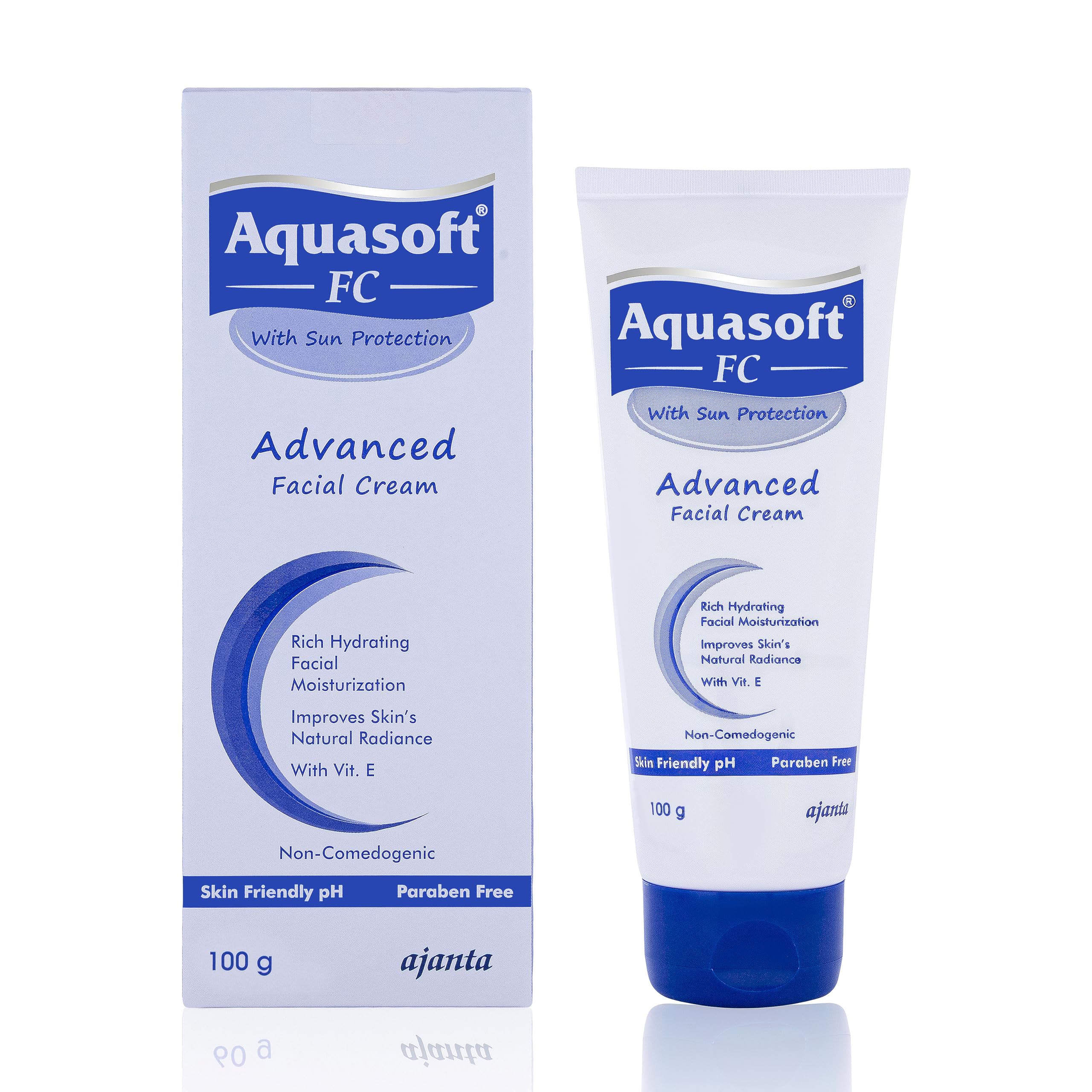 Aquasoft Fc Cream 100Gm - Moisturiser For Deep Hydration & Radiance With Aquaxyl & Vitamin E. Lightweight, Non-Greasy, Paraben-F