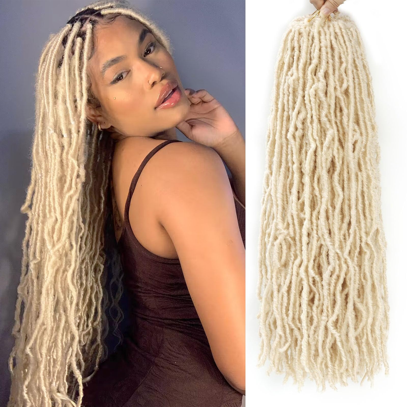 613 Soft Locs Crochet Hair 22 Inch Faux Locs 7 Packs Pre Looped Faux Locs Crochet Hair For Black Women Butterfly Loc Hair Extens