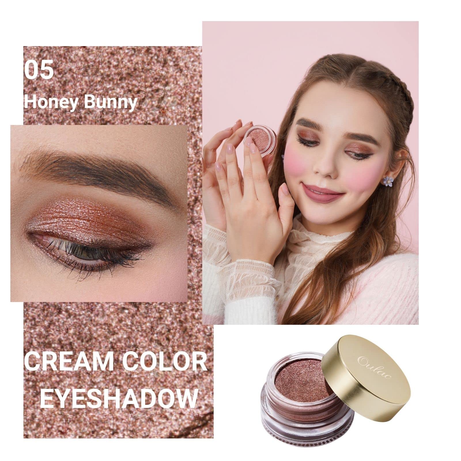 Oulac Brown Cream Eyeshadow Also For Highlighter Large Capacity Highly Pigmented Eye Shadow Waterproof &Long Lasting With Moistu