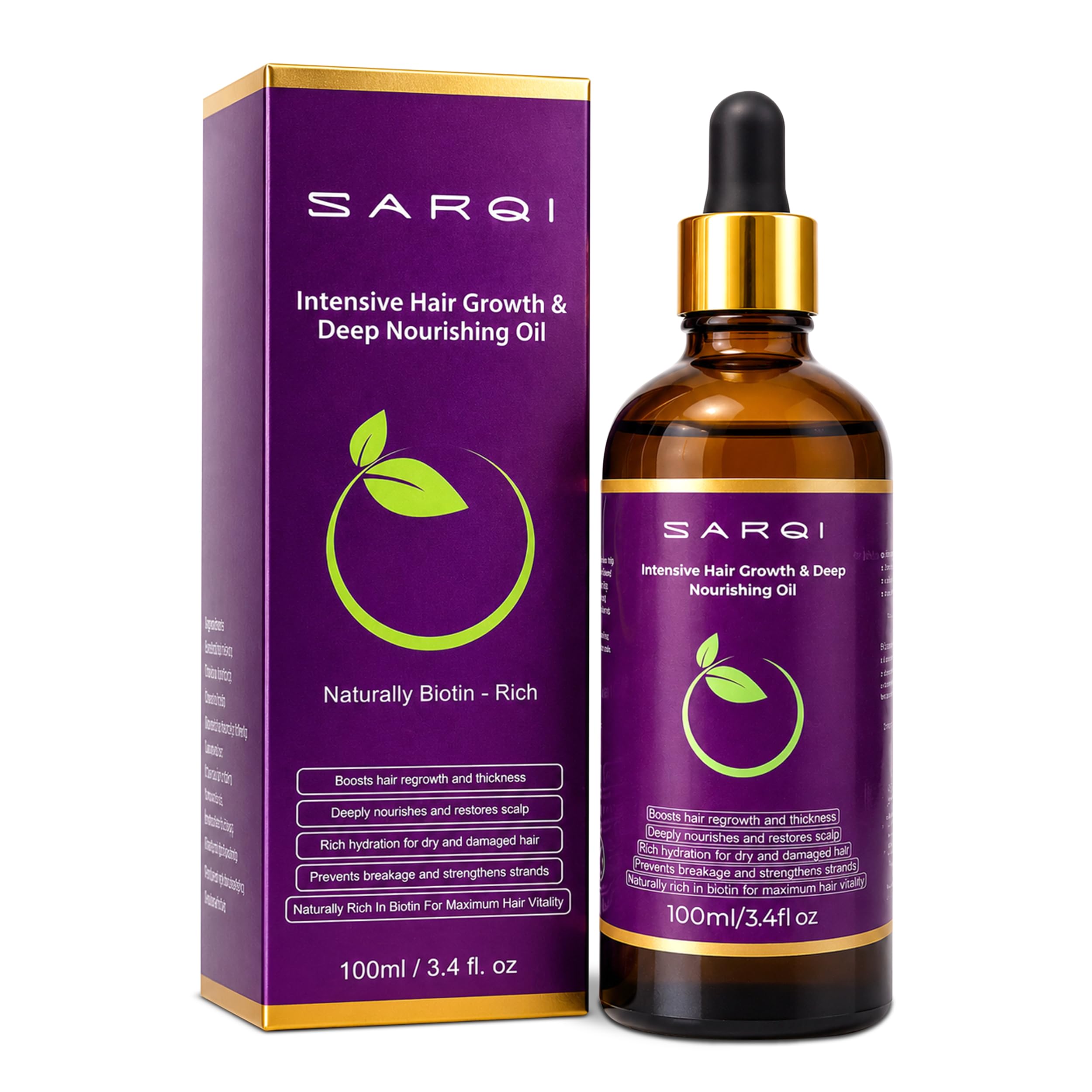 Hair Growth Oil 100% Natural Hair Serum with Batana, Biotin, Castor, Pumpkin Seed, Argan, Coconut, Jojoba, Rosemary, Effective T