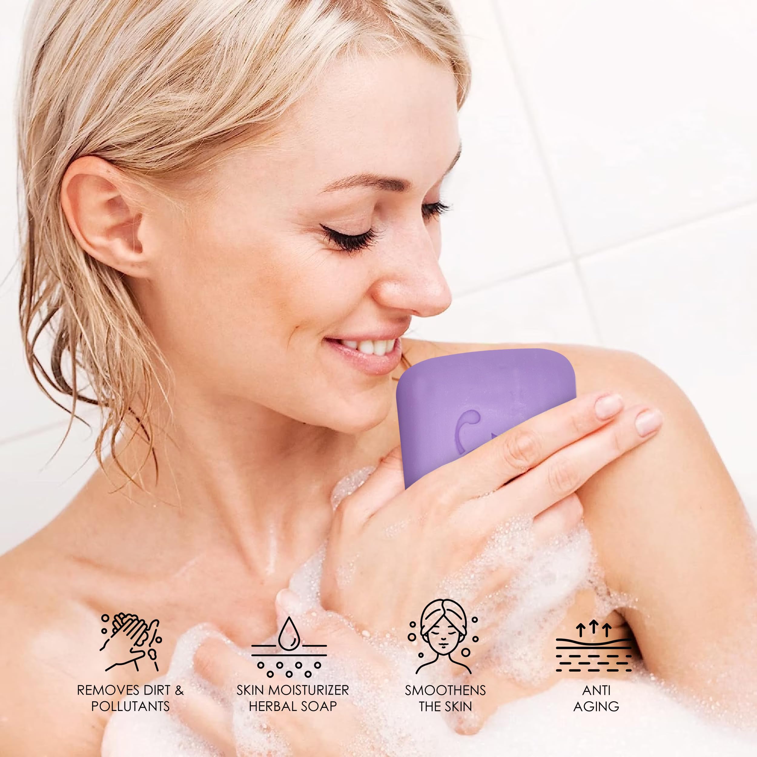HERBOGANIC Castor Oil, Lavender and Peppermint Herbal Soap | Natural Bar Soap for Face and Body | Soothes Dry Skin | Infused wit