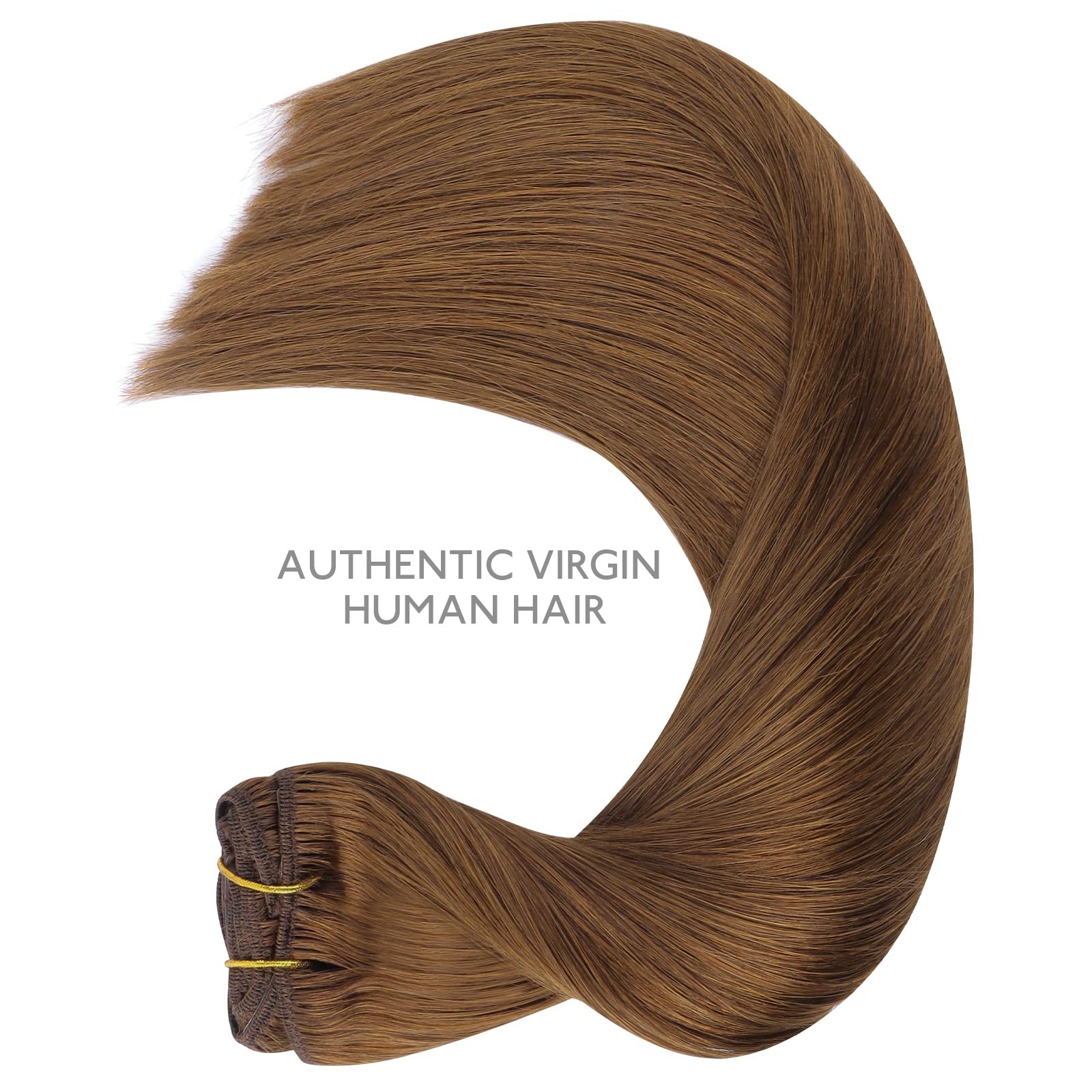 Wennalife Clip In Hair Extensions Real Human Hair, 20 Inch 120G 7Pcs Human Hair Extensions Clip In Human Hair, Light Auburn Brow
