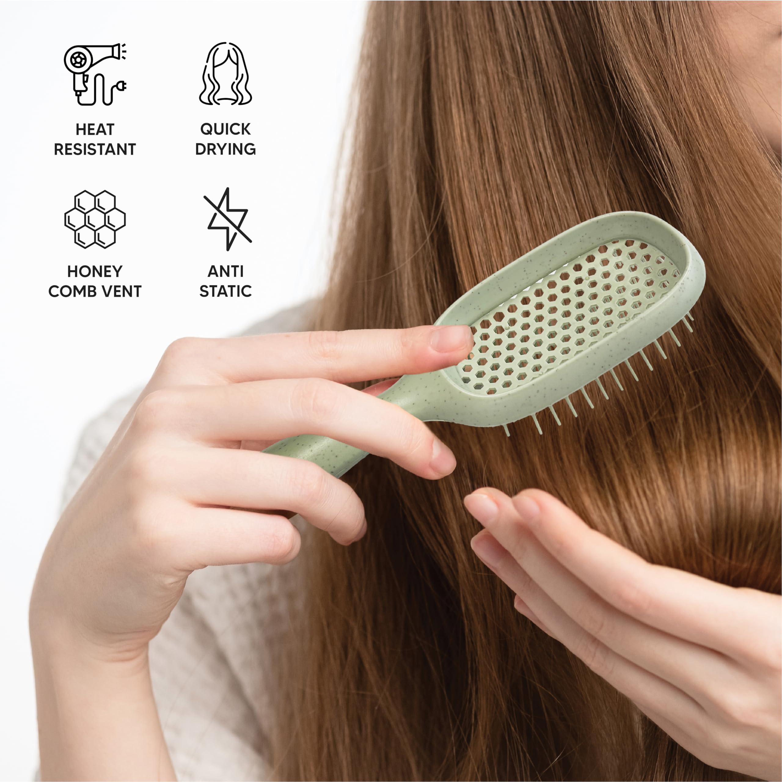 Tada Natural Beauty Hair Brush Detangler For Curly, Thick, Wavy, And Thin Hair - Ventilation Holes For Quick Drying And Styling,
