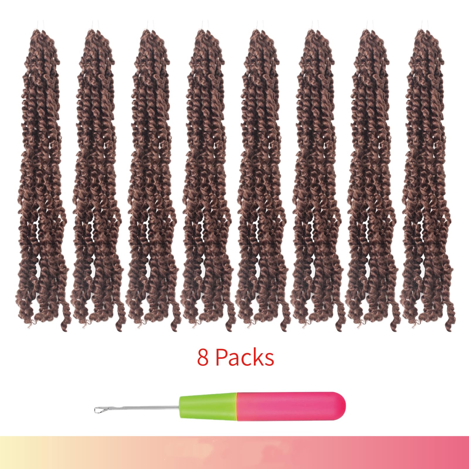 The BOHOBABE Crochet Passion Twist Hair Pretwisted 12 Inch Short Pre-looped Passion Twist Crochet Braiding Hair 8 Packs(30#)