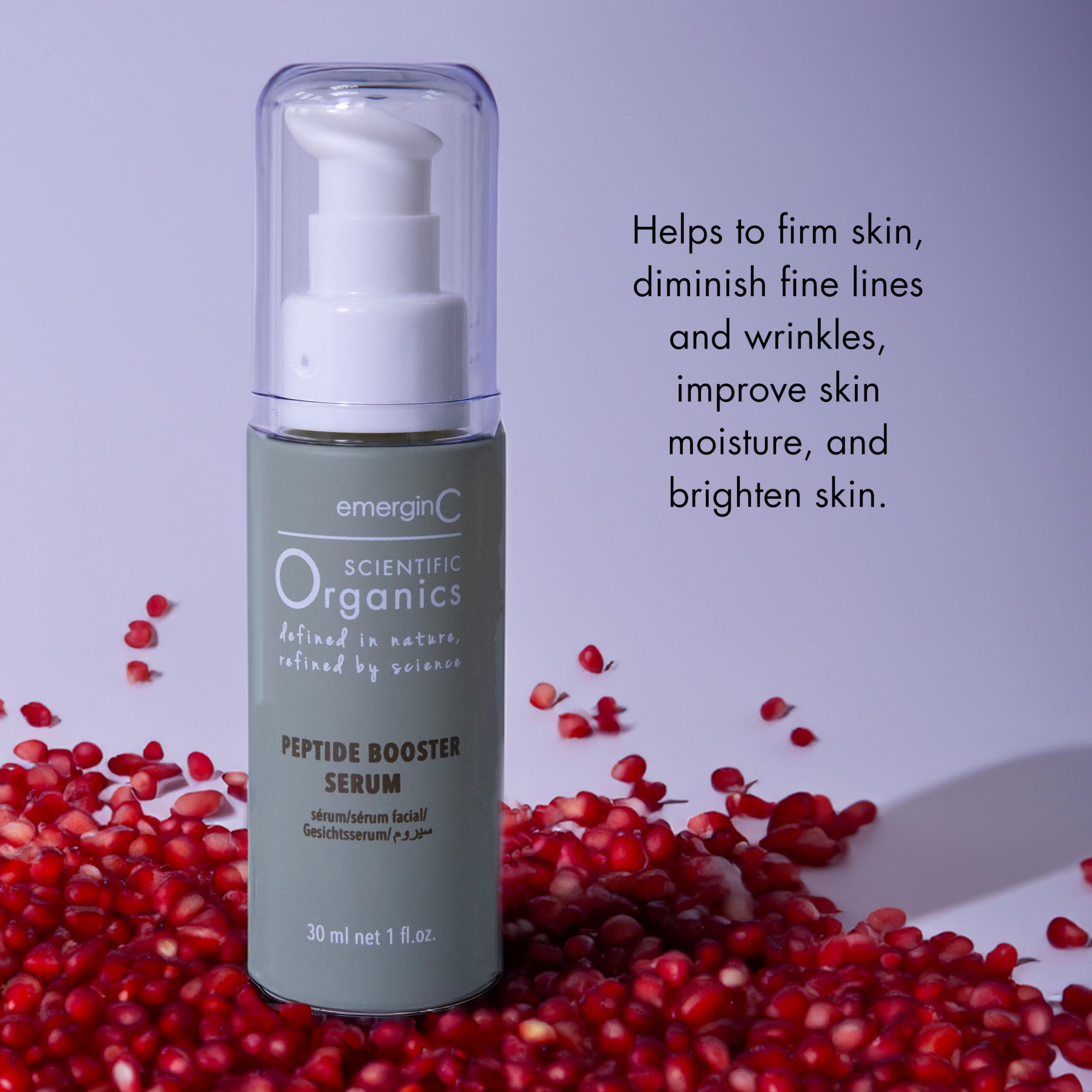 emerginC Scientific Organics Peptide Booster Facial Serum - Face Serum with Kombucha, Red Algae + Antioxidant Astaxanthin to Hyd